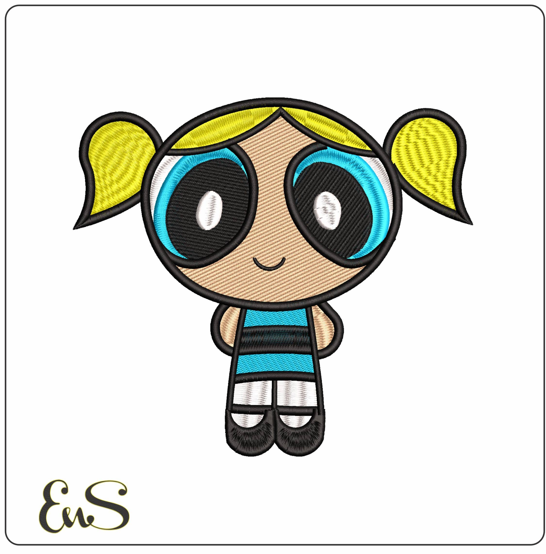 Bubbles PowerPuff Girl - Elegant embroidery design file - instant download