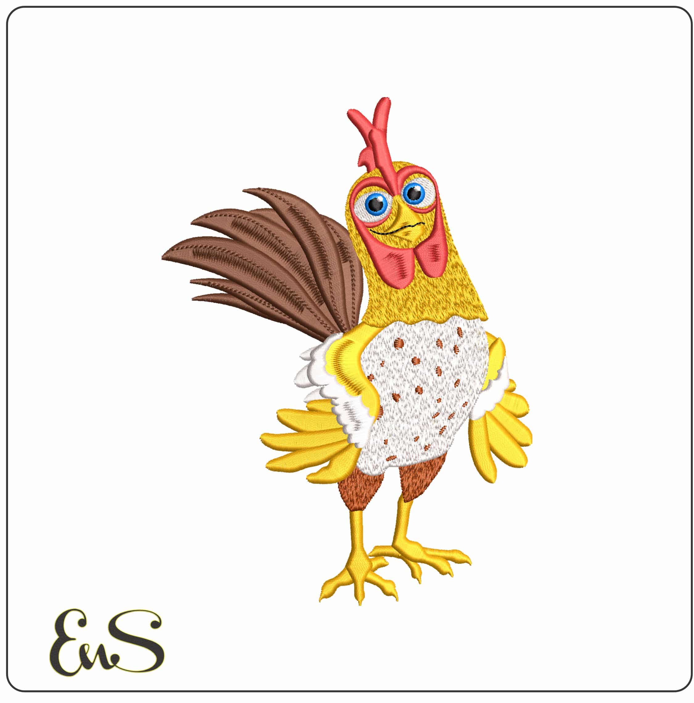 Chicken Cartoon - Elegant embroidery design file - instant download