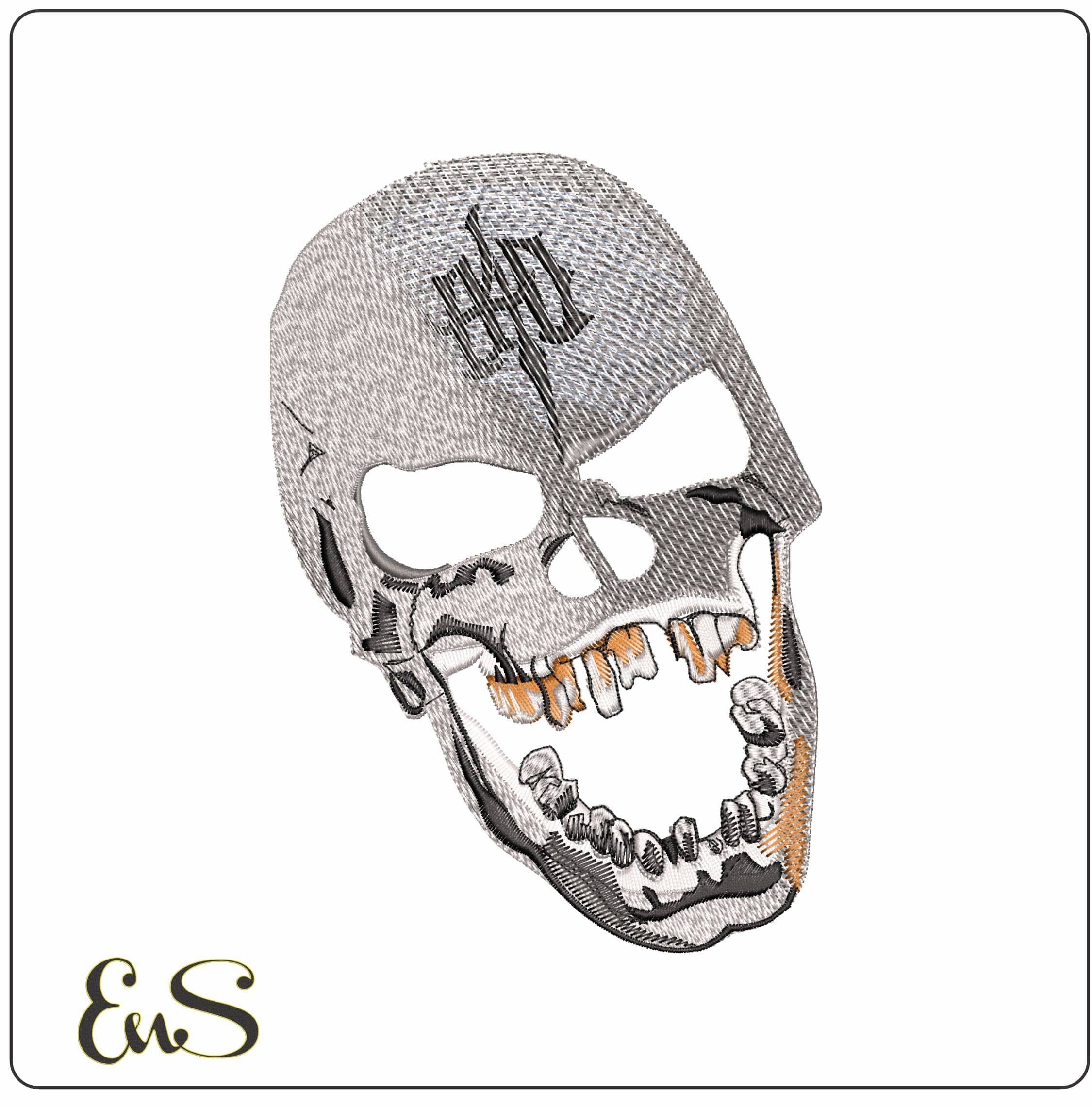 Evil Skull - Elegant embroidery design file - instant download