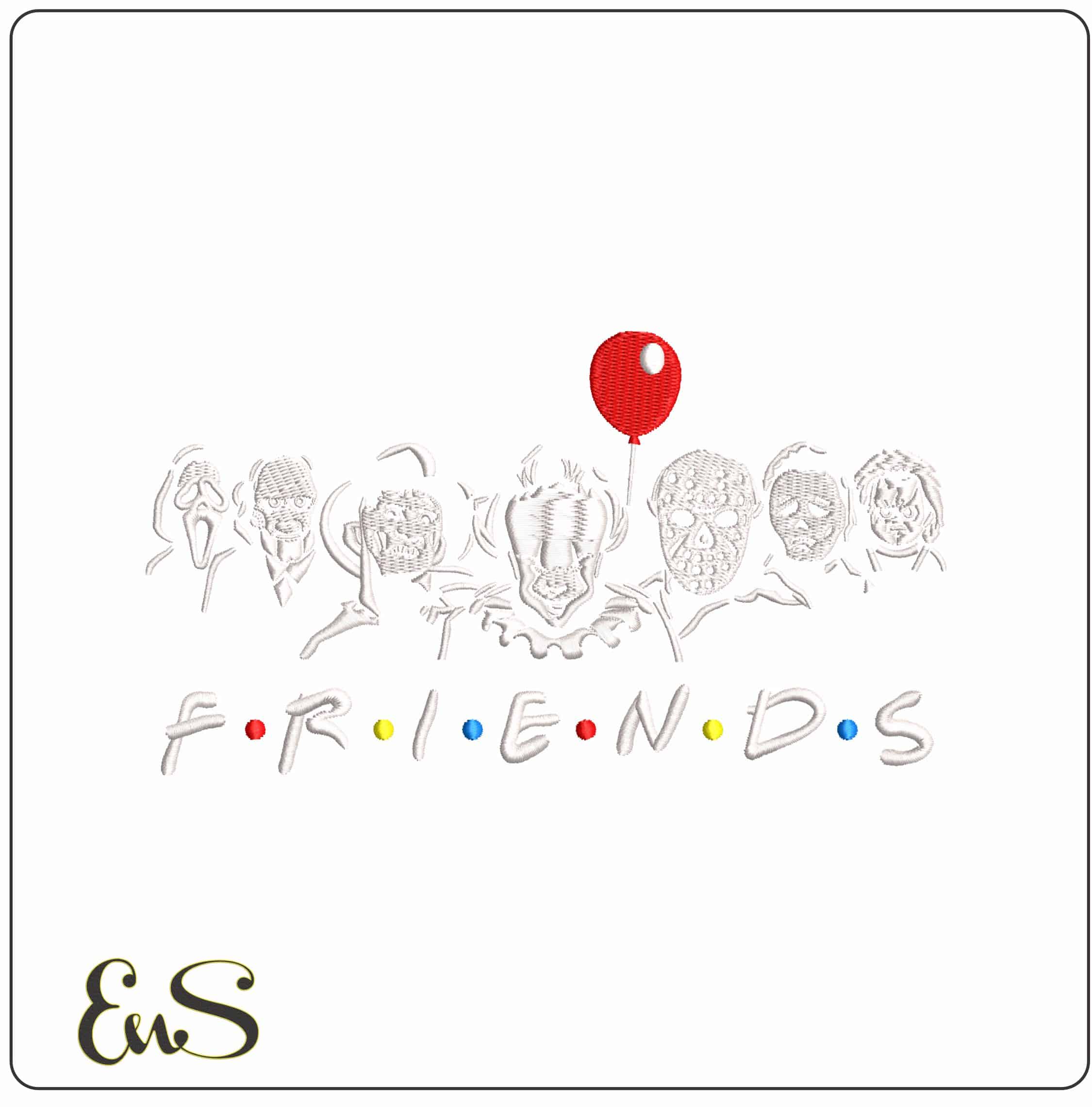 Friends Halloween - Elegant embroidery design file - instant download