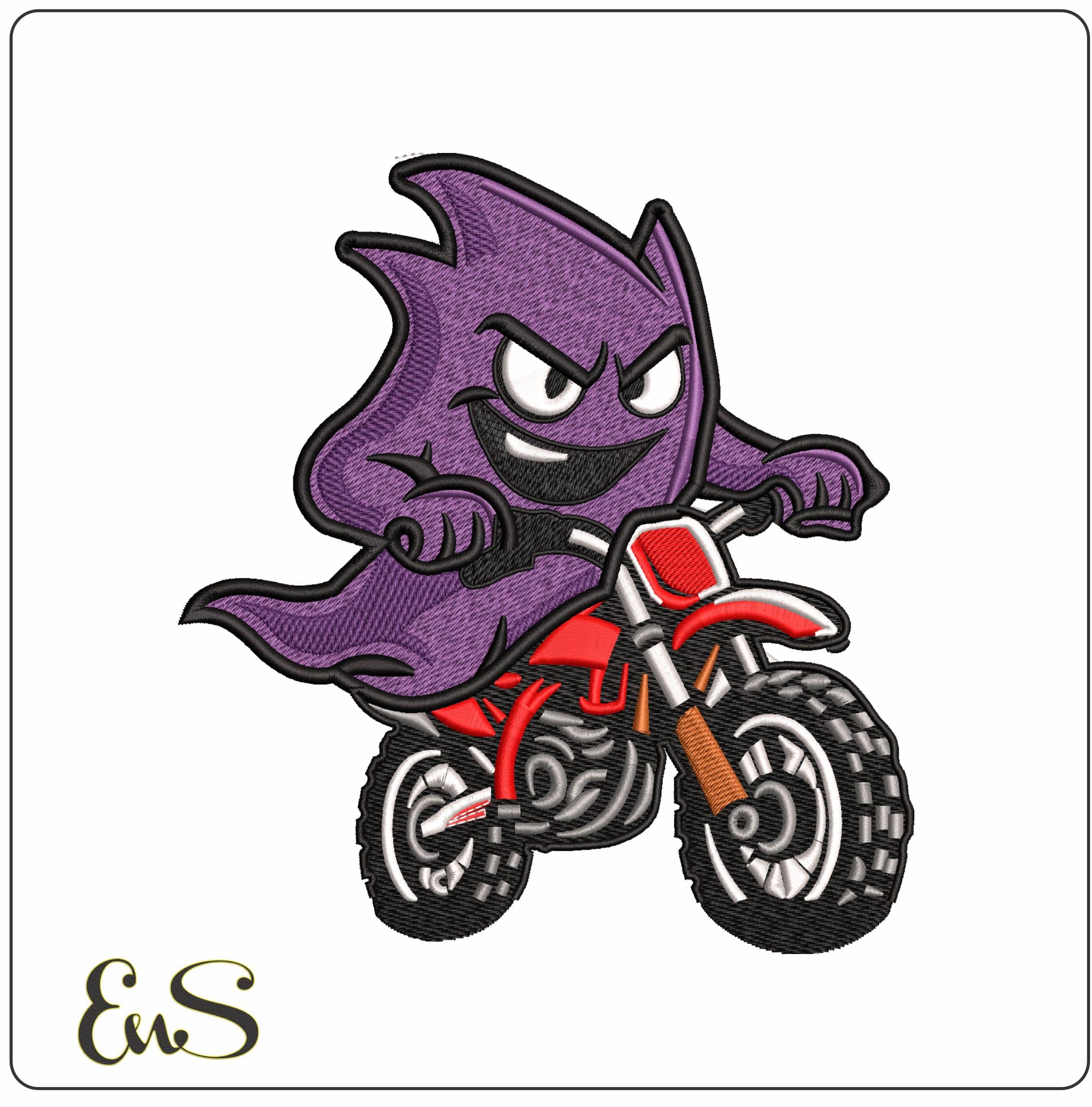 Ghost Riding Motobike - Elegant embroidery design file - instant download