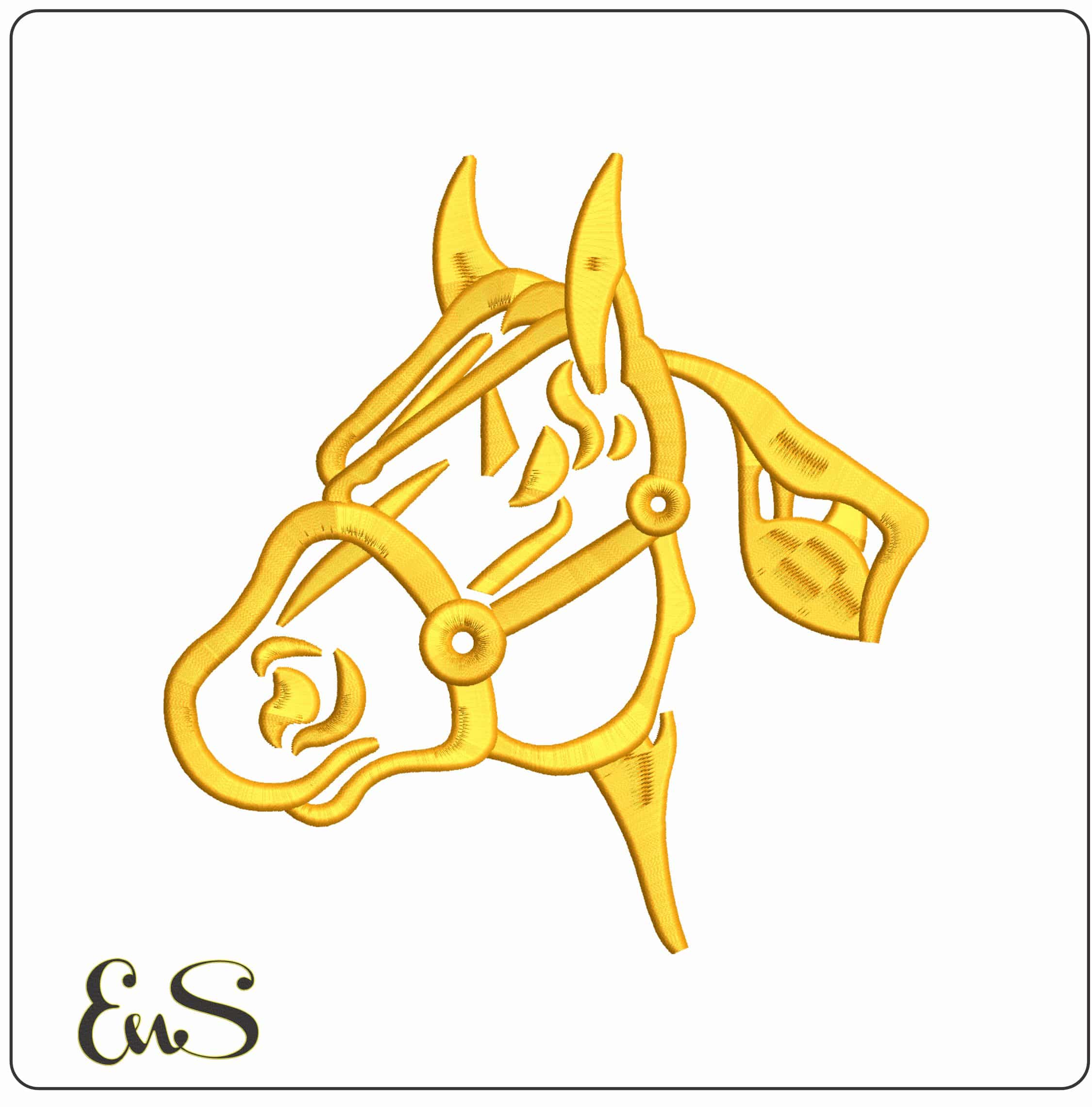 Horses Head Line Drawing - Elegant embroidery design file - instant download