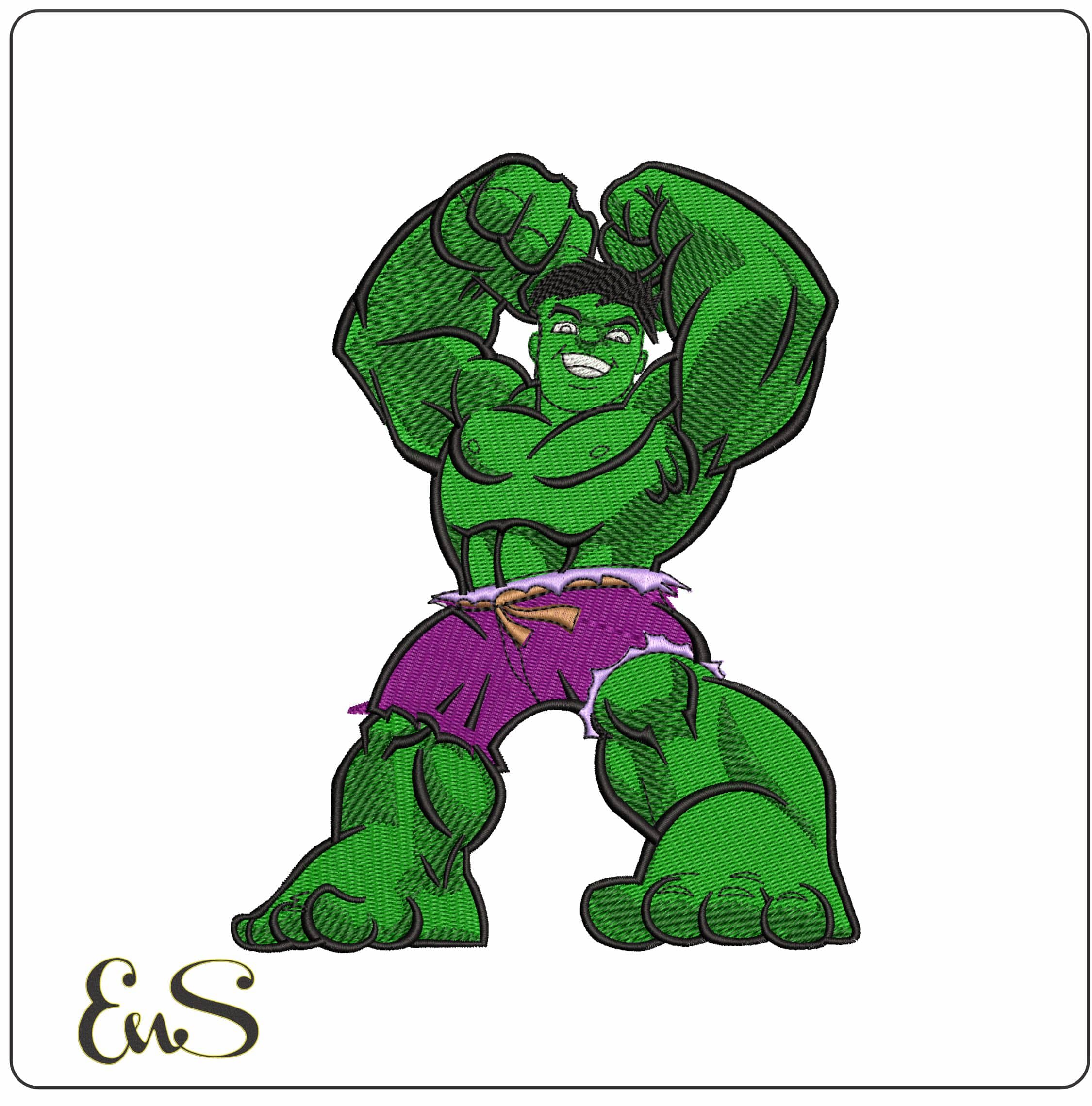 Hulk Chibi Cartoon - Elegant embroidery design file - instant download