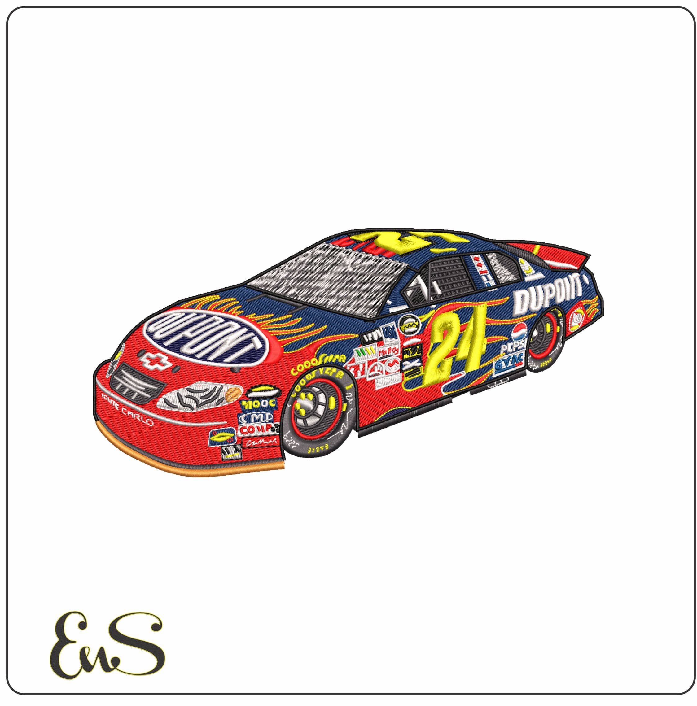 Jeff Gordon 2001 Chevy Monte Carlo Nascar - Elegant embroidery design file - instant download