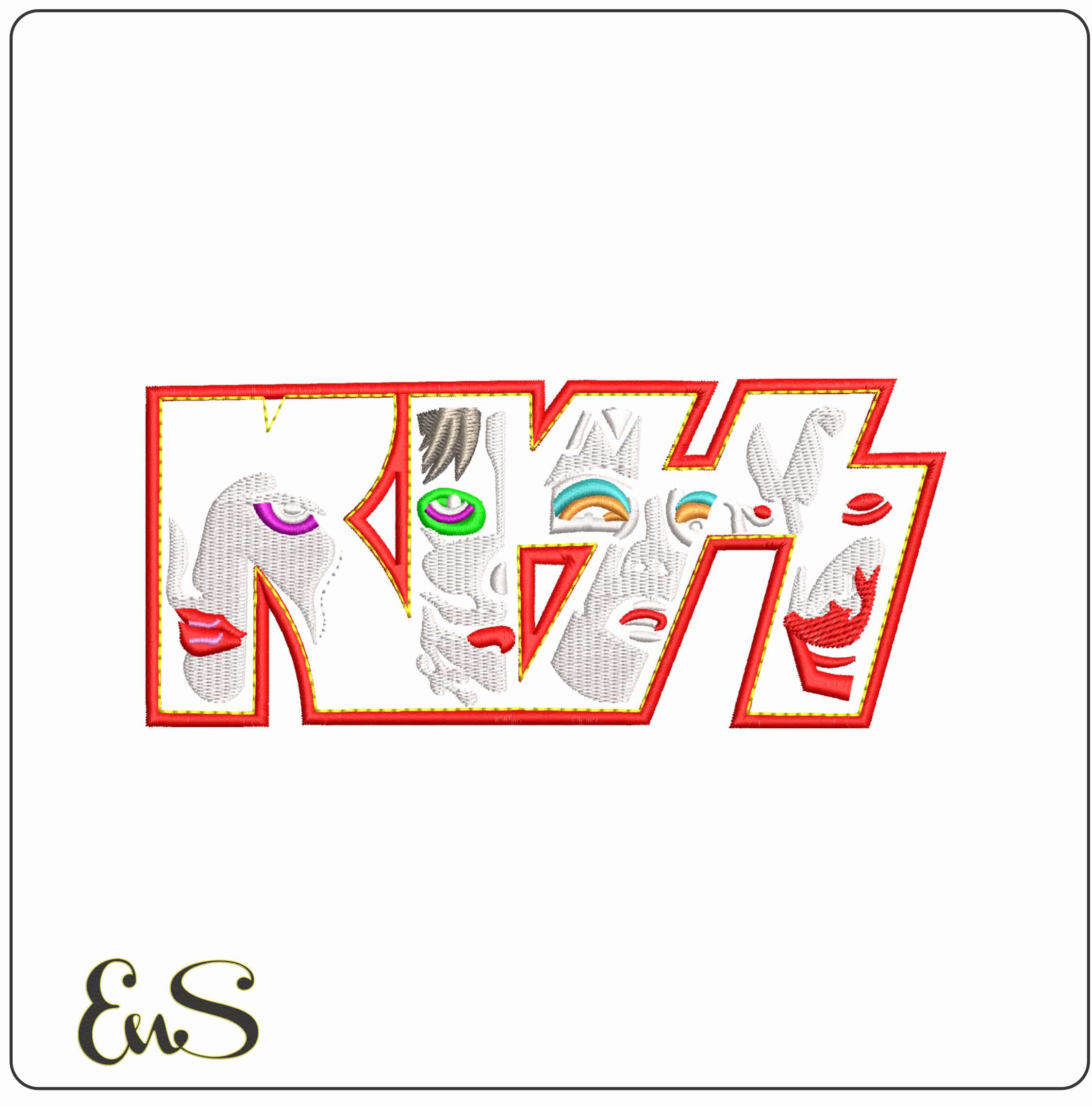 Kiss Rock Band No Background  - Elegant embroidery design file - instant download