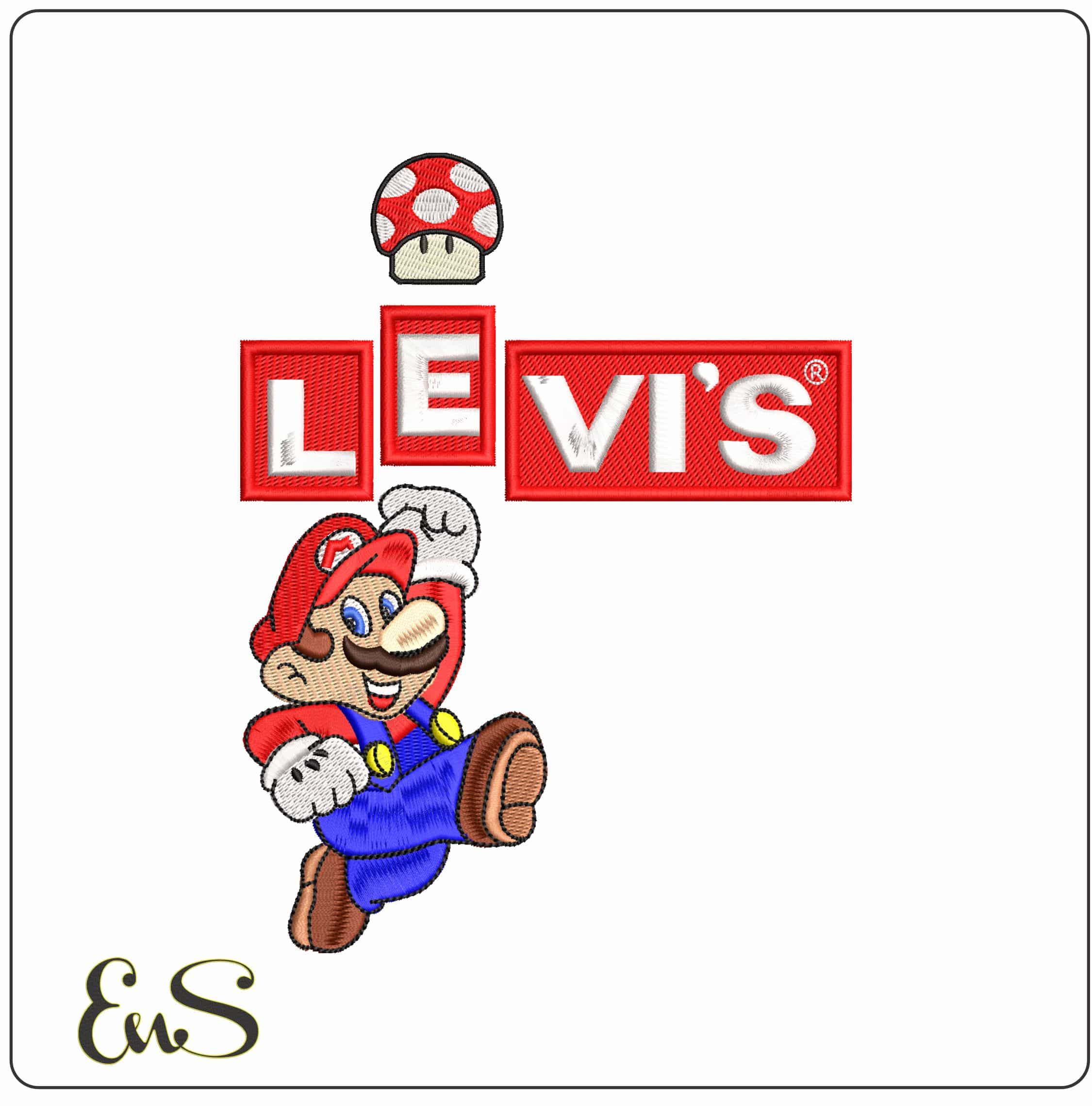 Levi Mario Bro Power Up  - Elegant embroidery design file - instant download