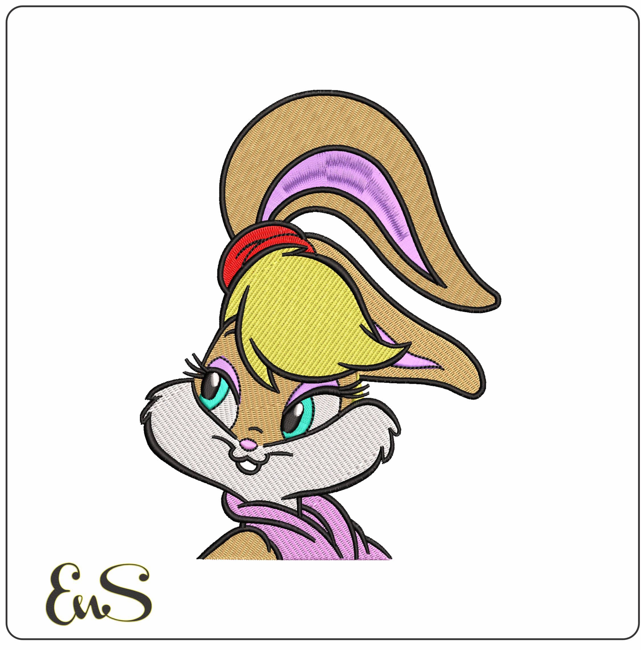 Lola Bunny Head Looney Tunes - Elegant embroidery design file - instant download