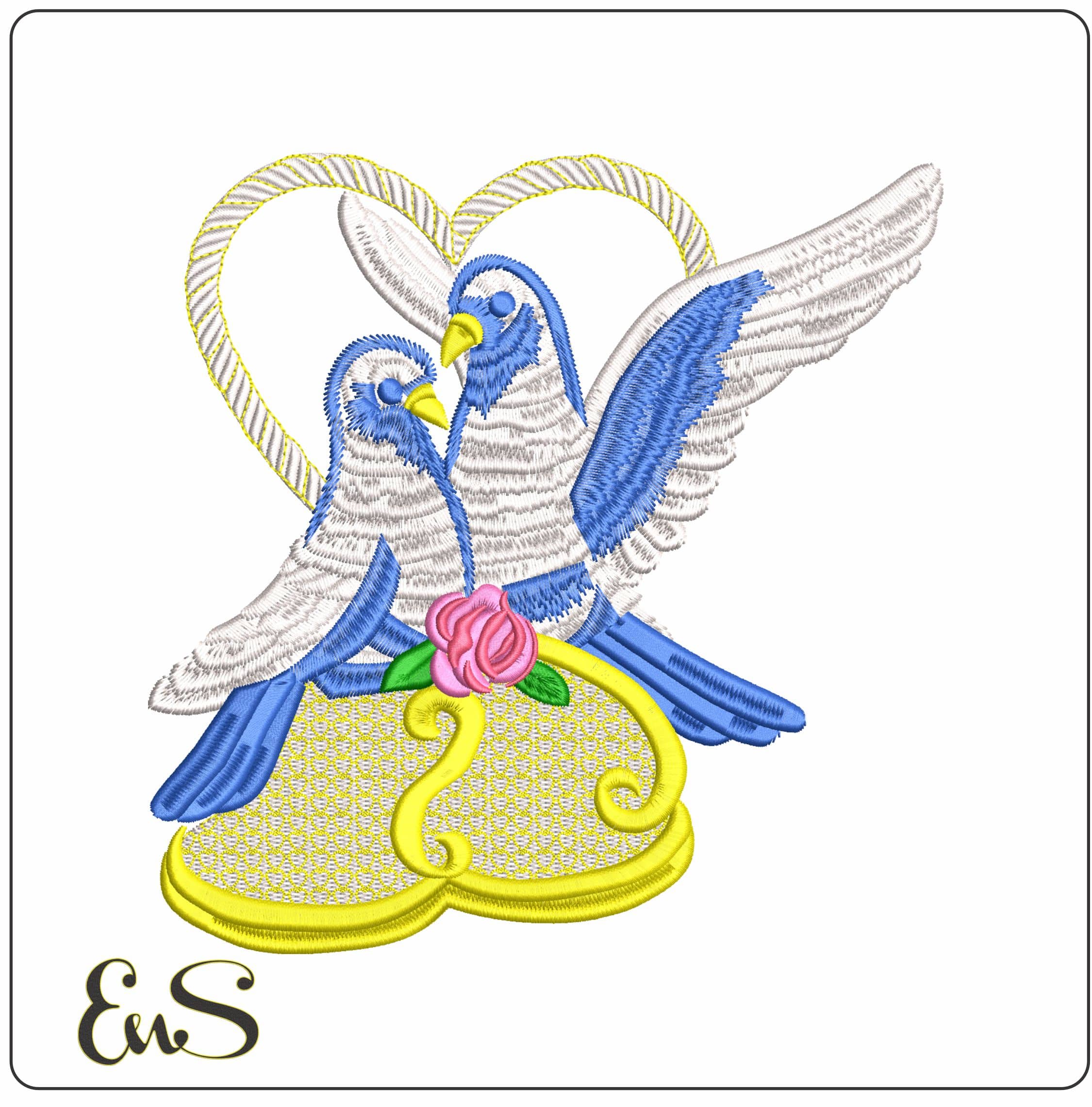 Love Birds  - Elegant embroidery design file - instant download