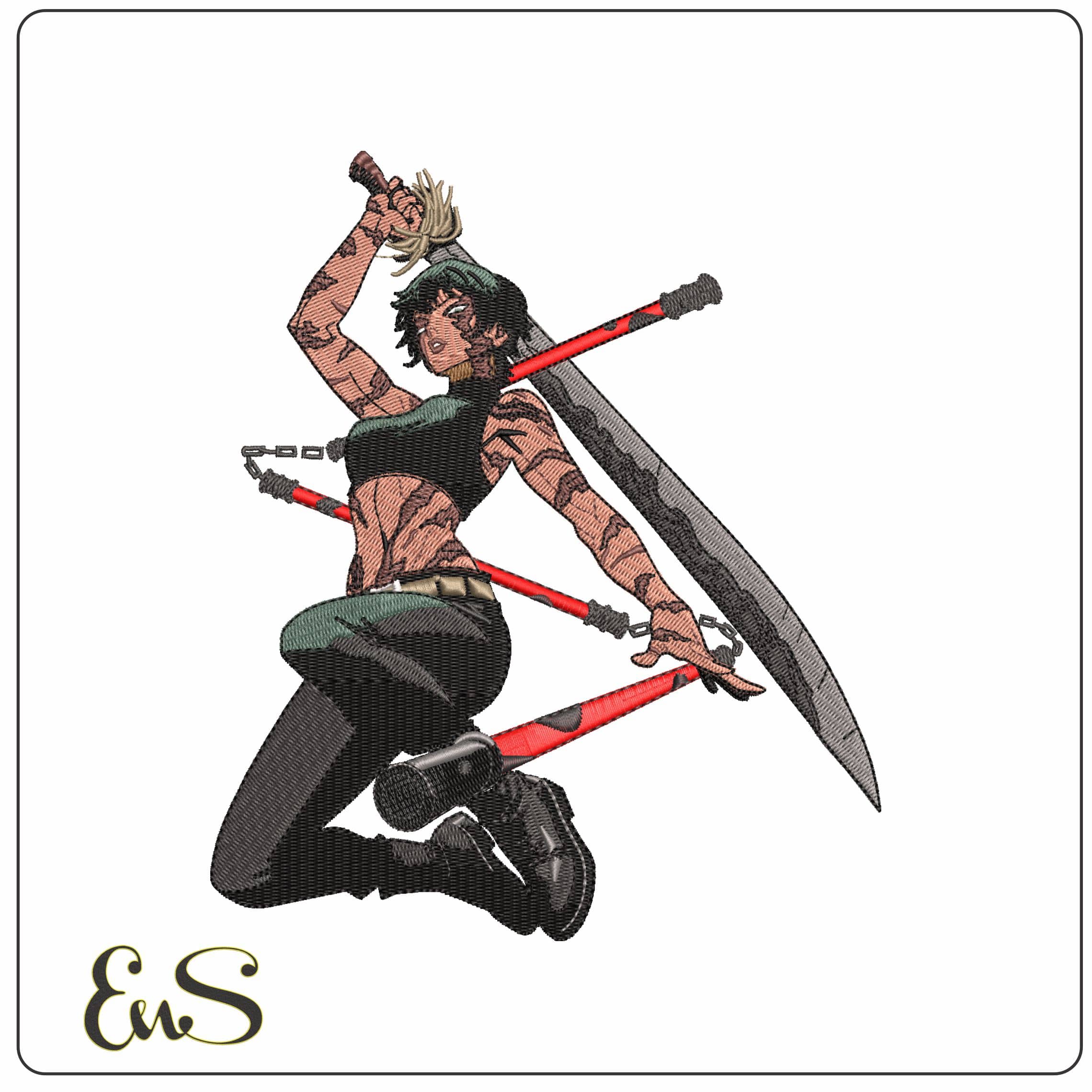 Maki Zenin Jujutsu Kaisen Anime - Elegant embroidery design file - instant download