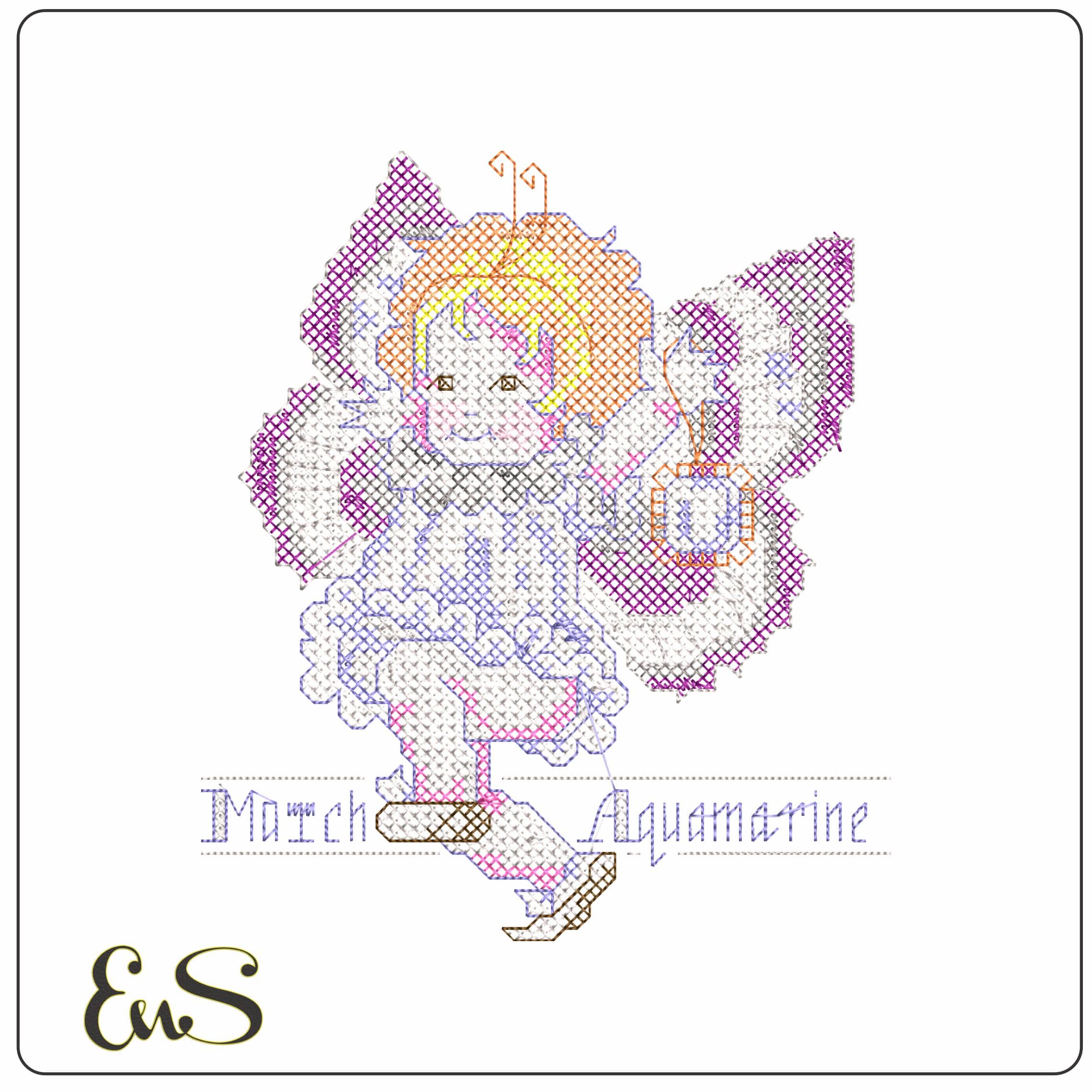 Mar Aquamarine16 3 - Elegant embroidery design file - instant download