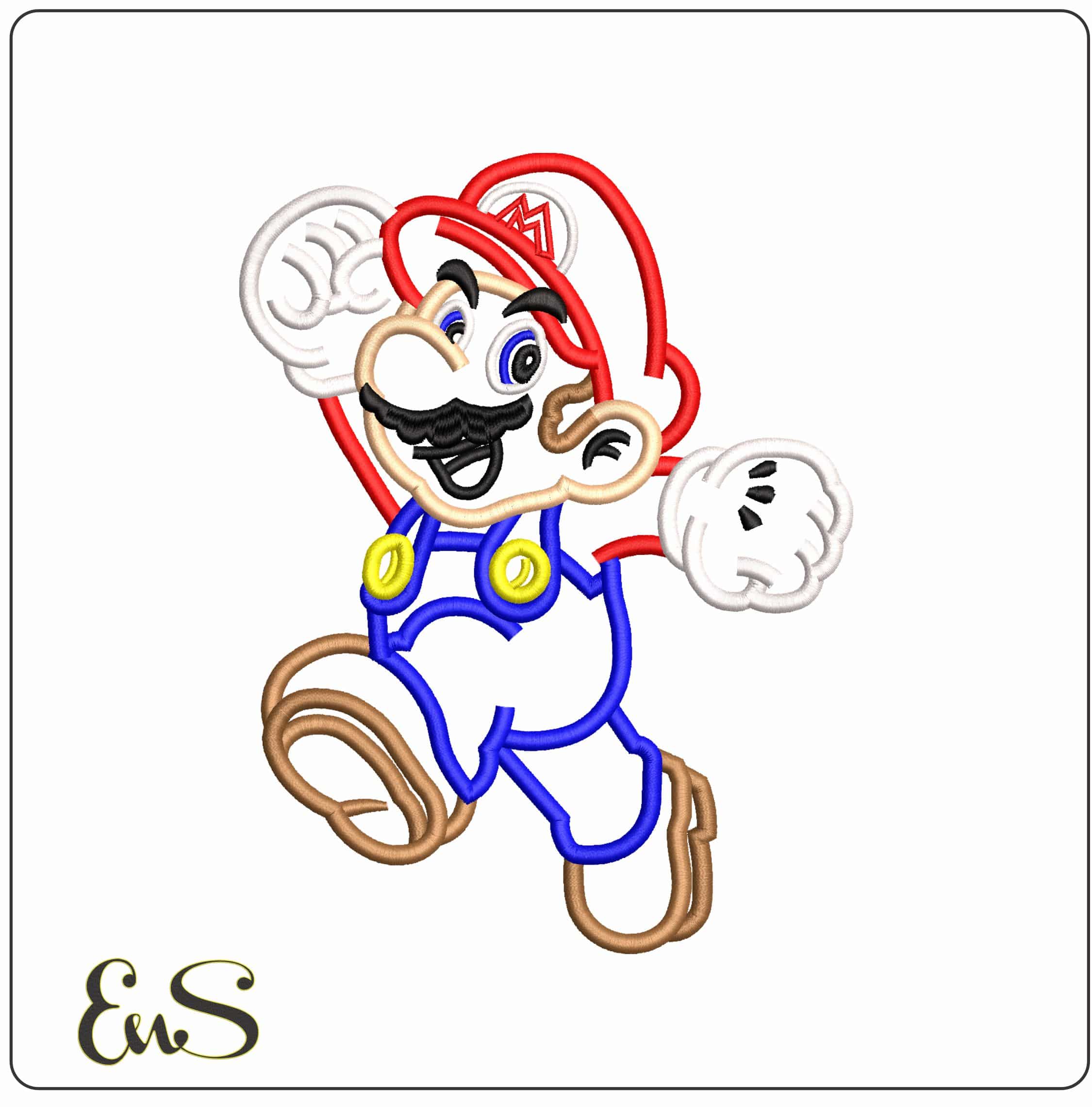 Mario Bros Line art - Elegant embroidery design file - instant download