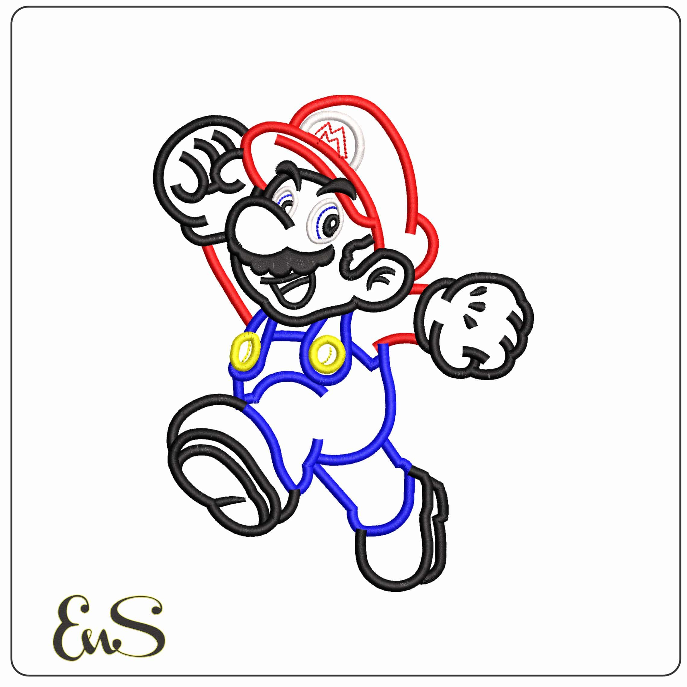 Mario Bros outline - Elegant embroidery design file - instant download