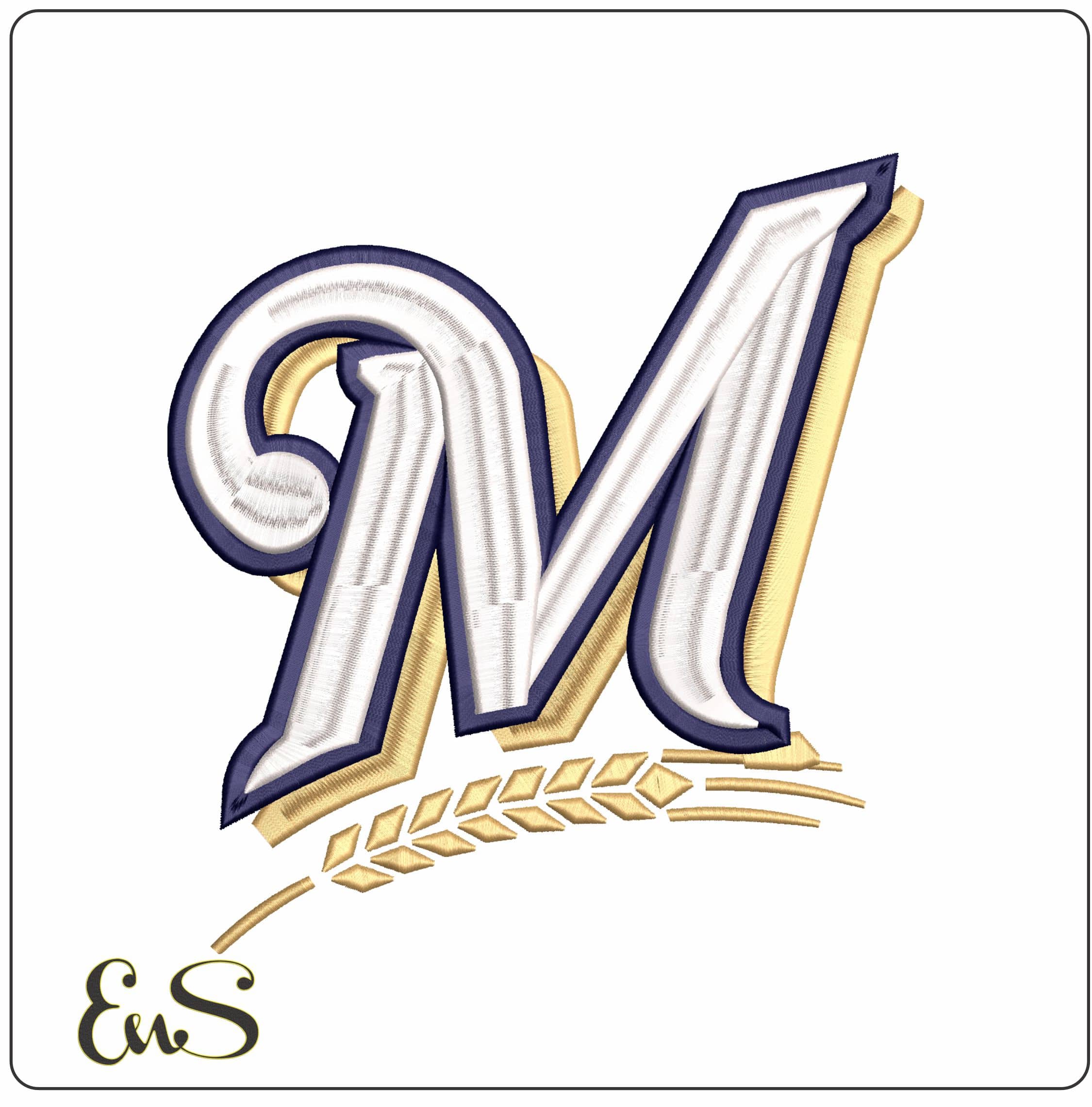 Milwaukee Brewers 3D MLB  - Elegant embroidery design file - instant download