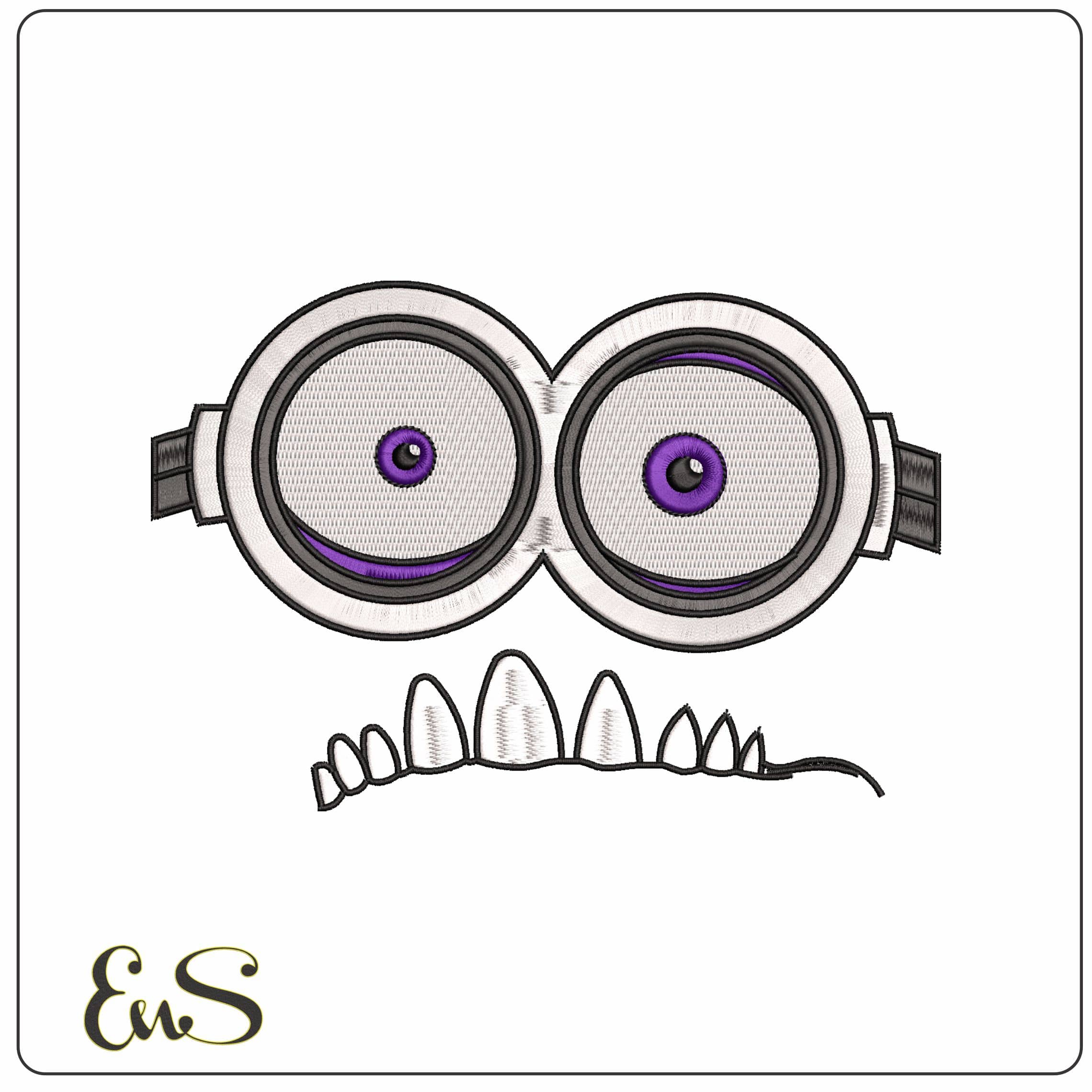 Minion Eyes and Teeth - Elegant embroidery design file - instant download