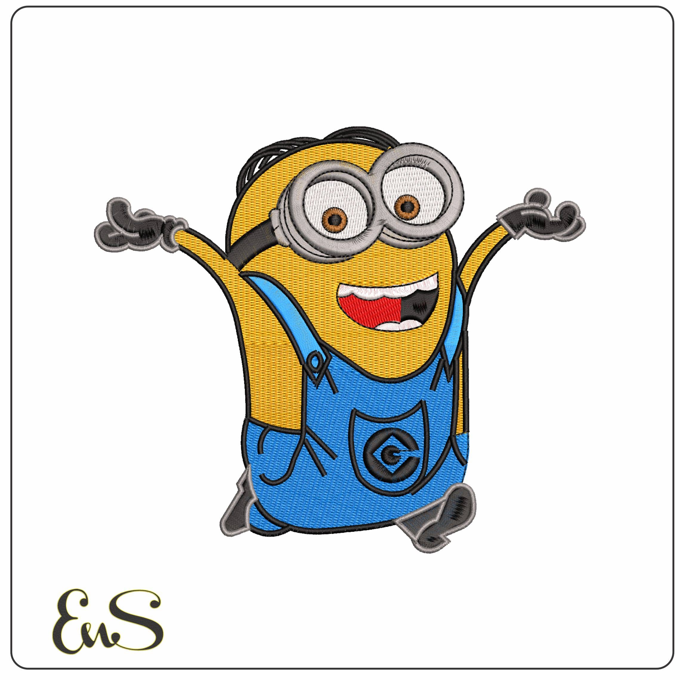 Minion Running Cheering  - Elegant embroidery design file - instant download
