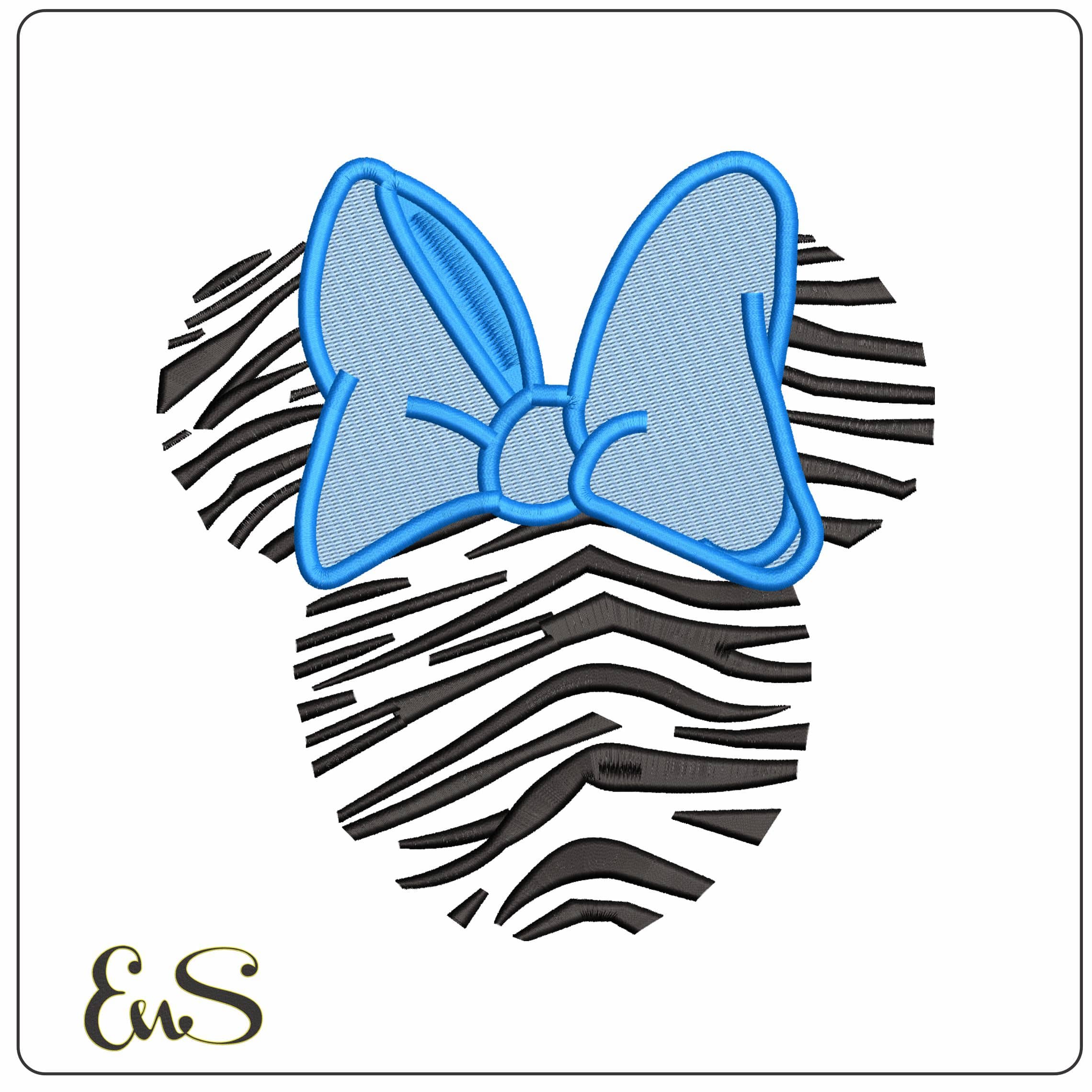 Minnie Mouse Zebra Head no border  - Elegant embroidery design file - instant download