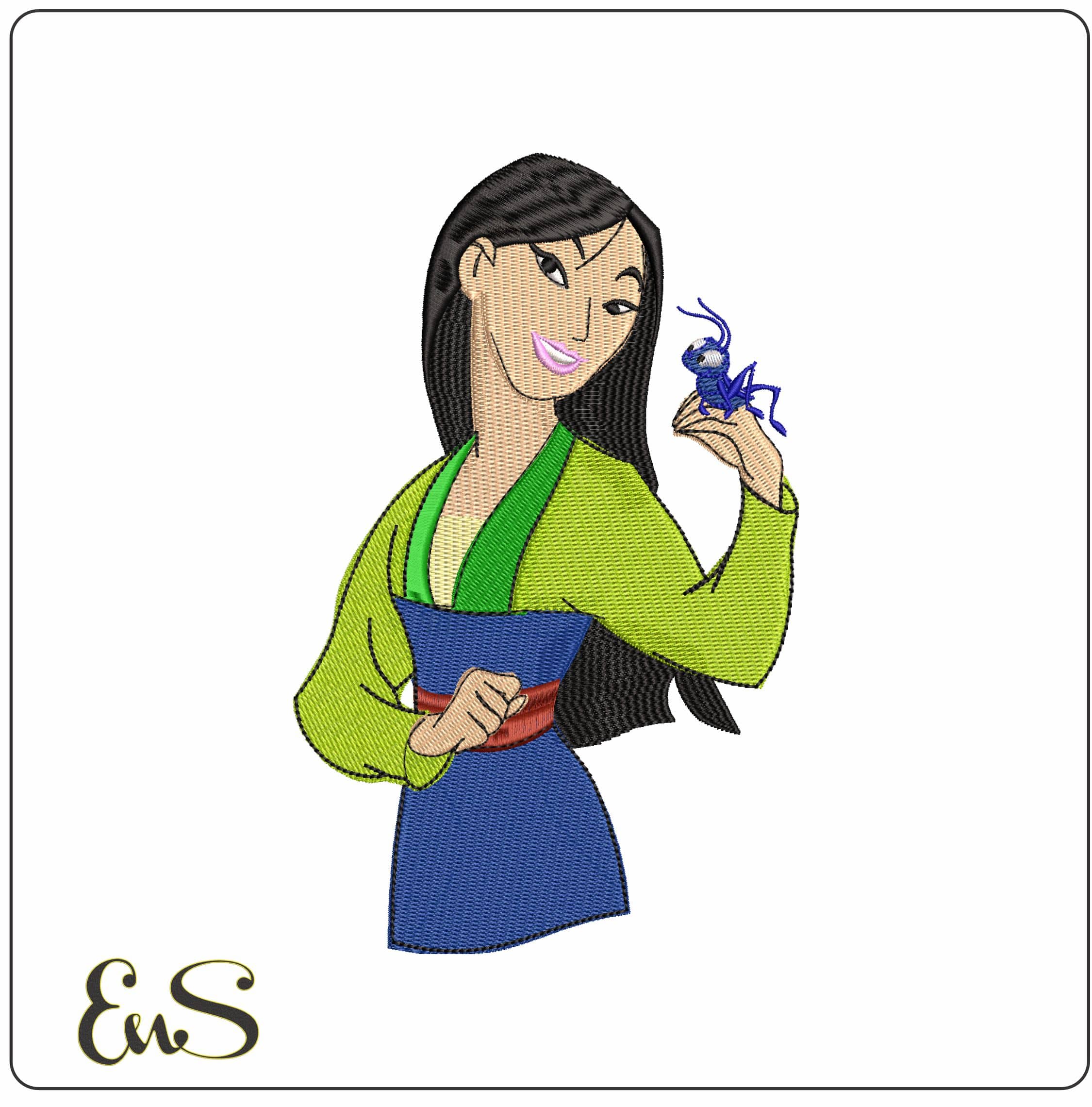 Mulan Cartoon  - Elegant embroidery design file - instant download