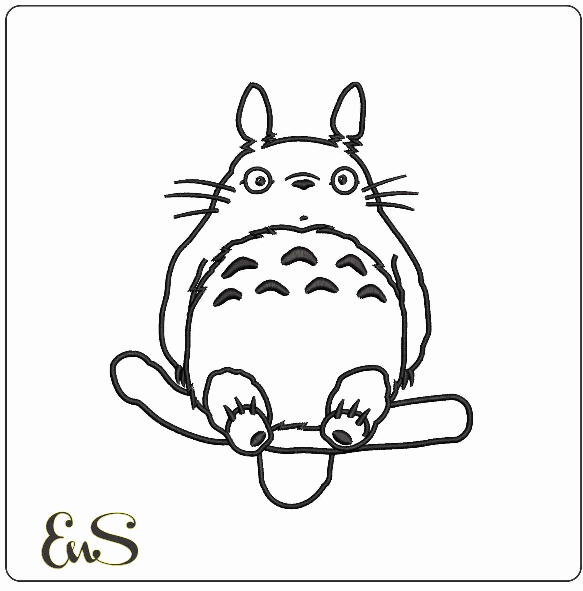 My Neighbor Totoro Line art Cartoon  - Elegant embroidery design file - instant download