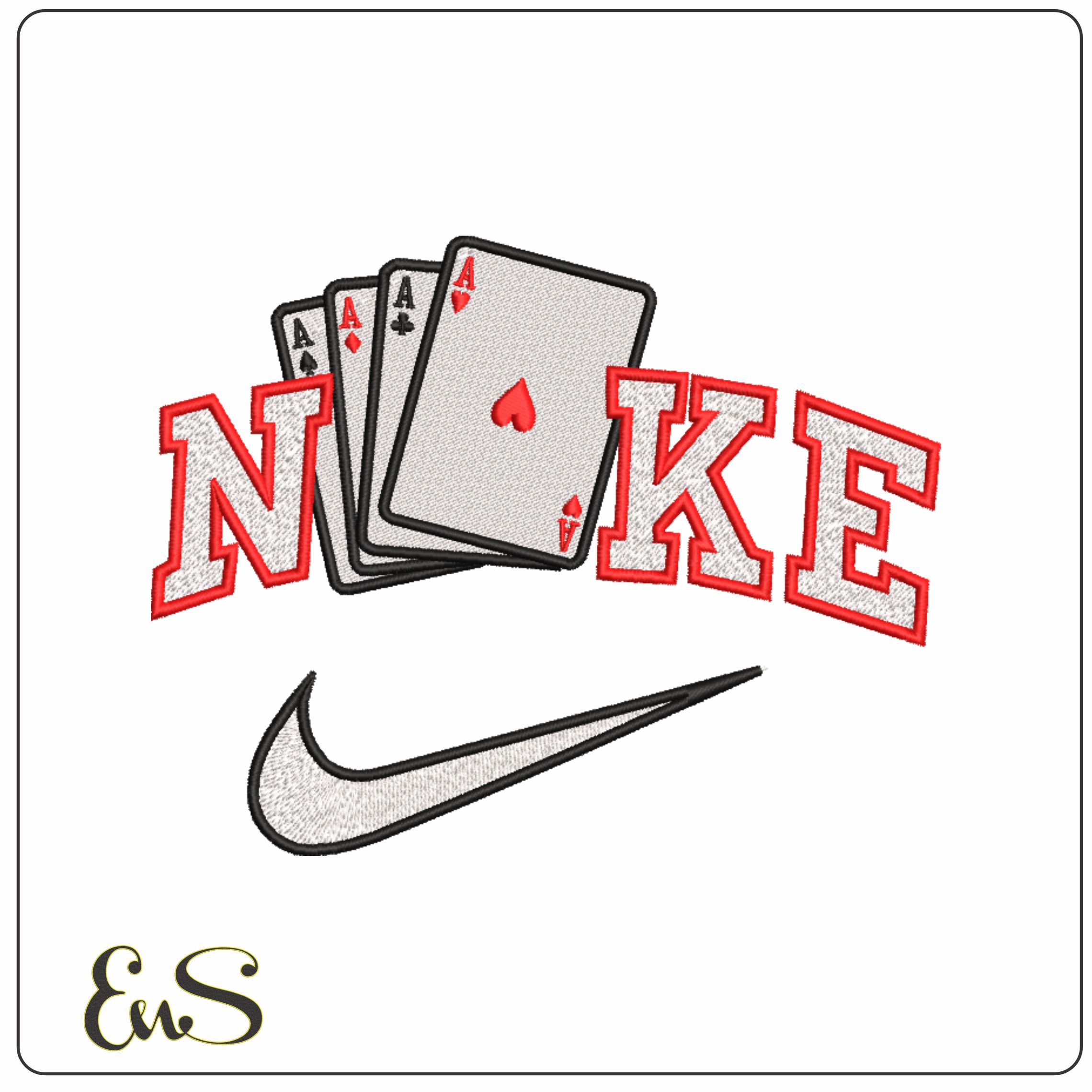Nike 4 Aces Color  - Elegant embroidery design file - instant download