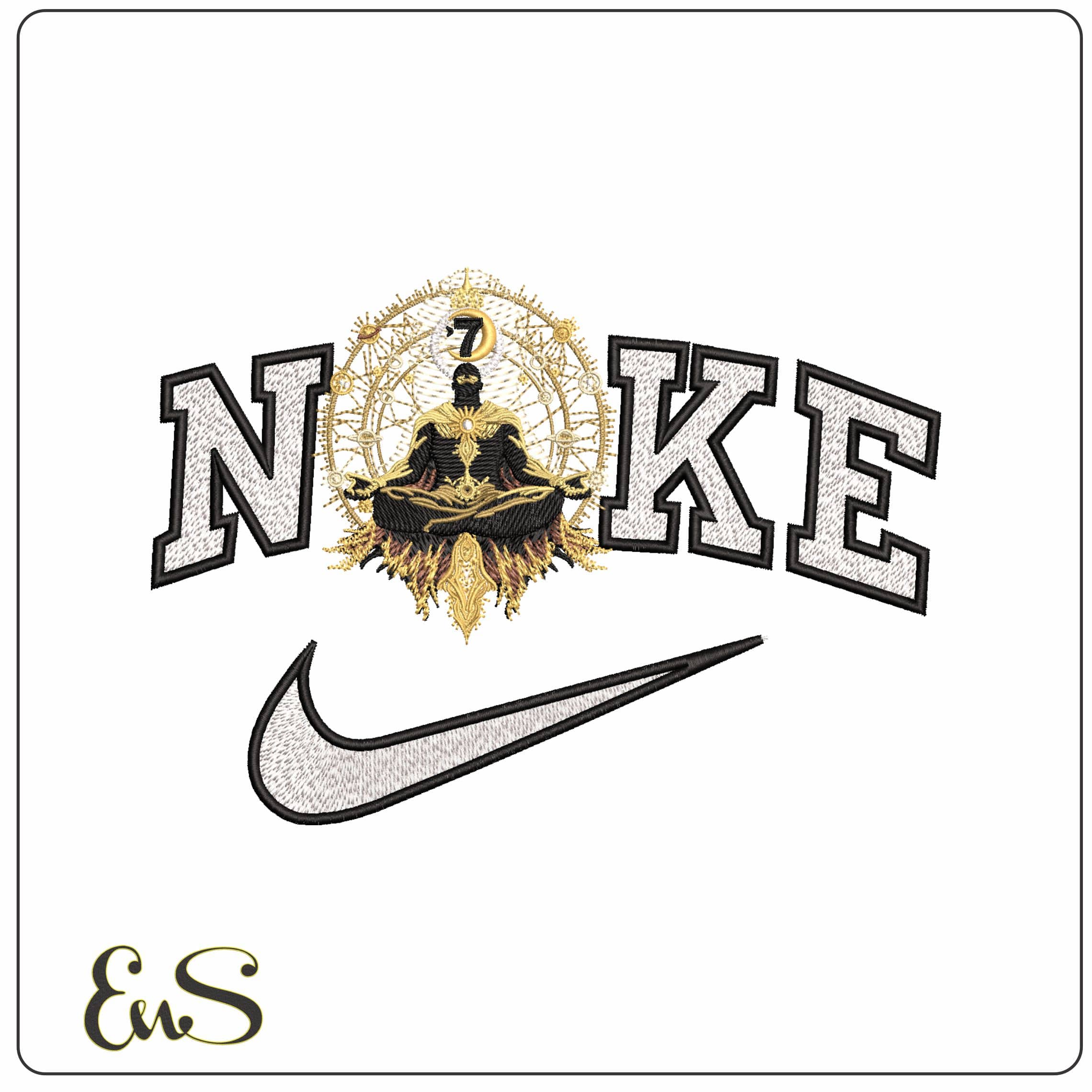 Nike 7 God Body Meditation  - Elegant embroidery design file - instant download
