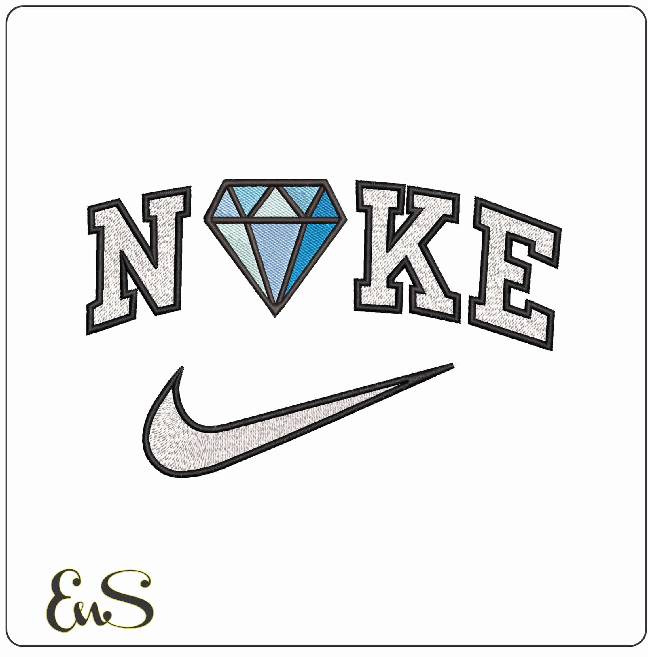 Nike Basic Diamond  - Elegant embroidery design file - instant download