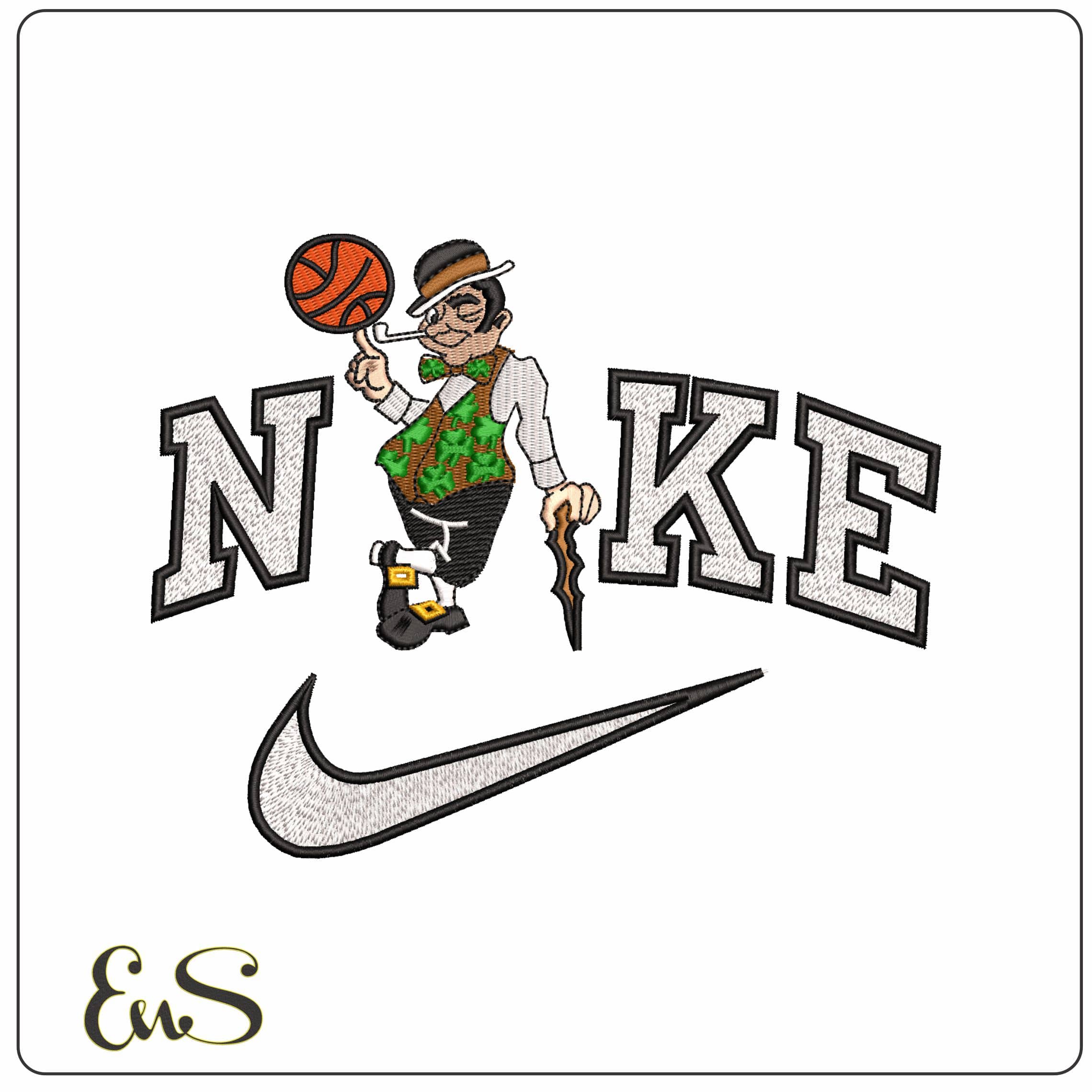 Nike Boston Celtics Leprachaun  - Elegant embroidery design file - instant download