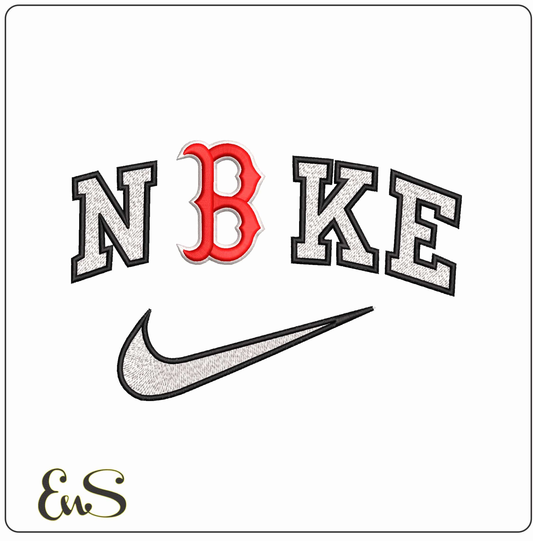 Nike Boston Red Sox 3d - Elegant embroidery design file - instant download