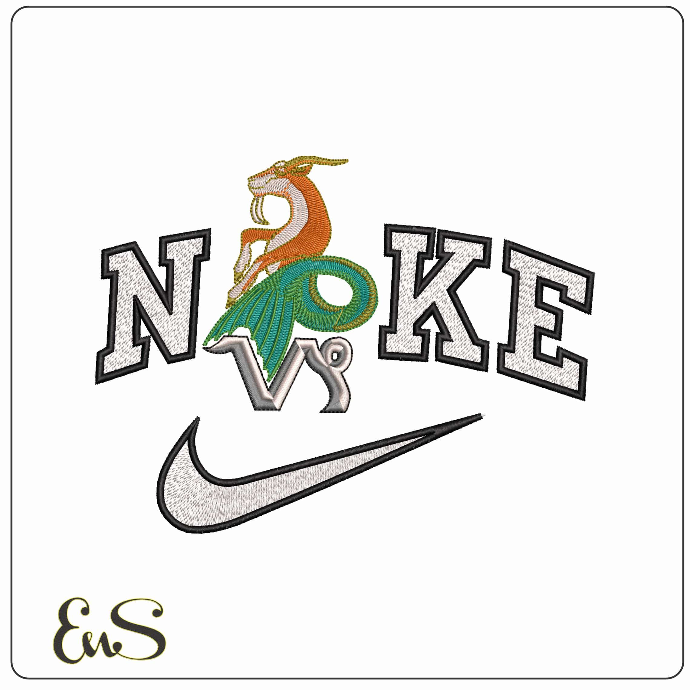Nike Capricorn Sea Goat and Symbol Zodiac  - Elegant embroidery design file - instant download