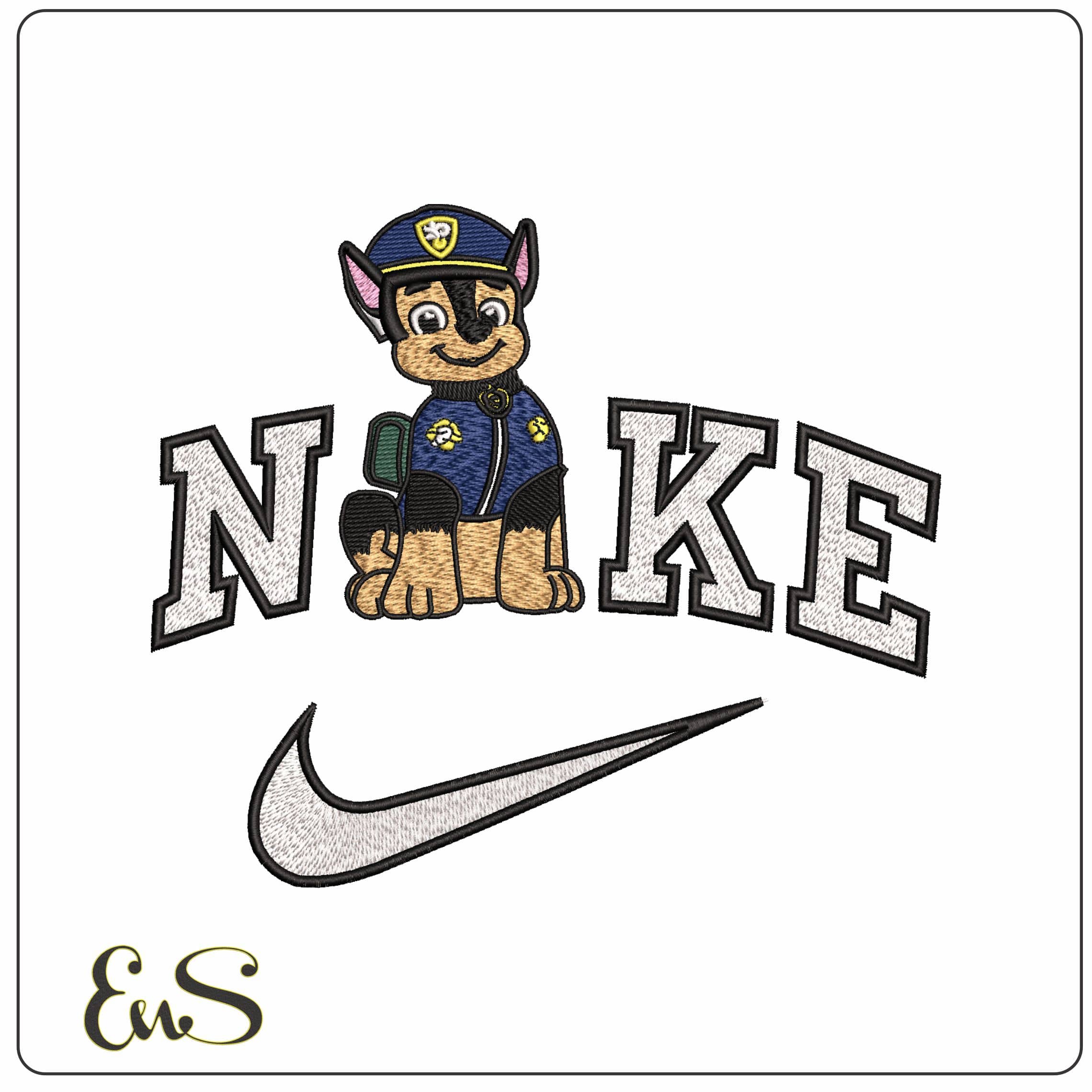 Nike Chase Paw Patrol  - Elegant embroidery design file - instant download