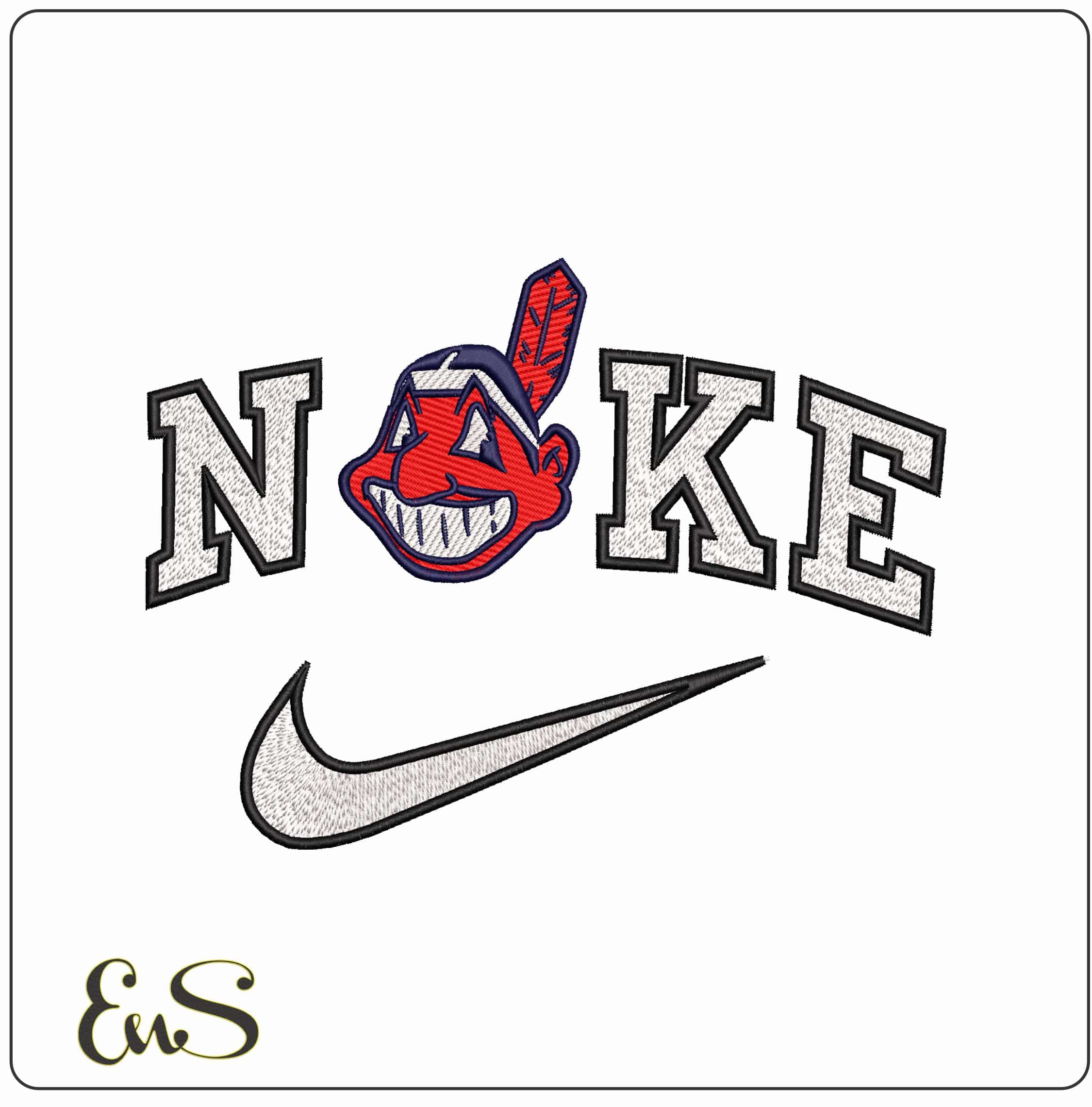 Nike Cleveland Indian MLB - Elegant embroidery design file - instant download