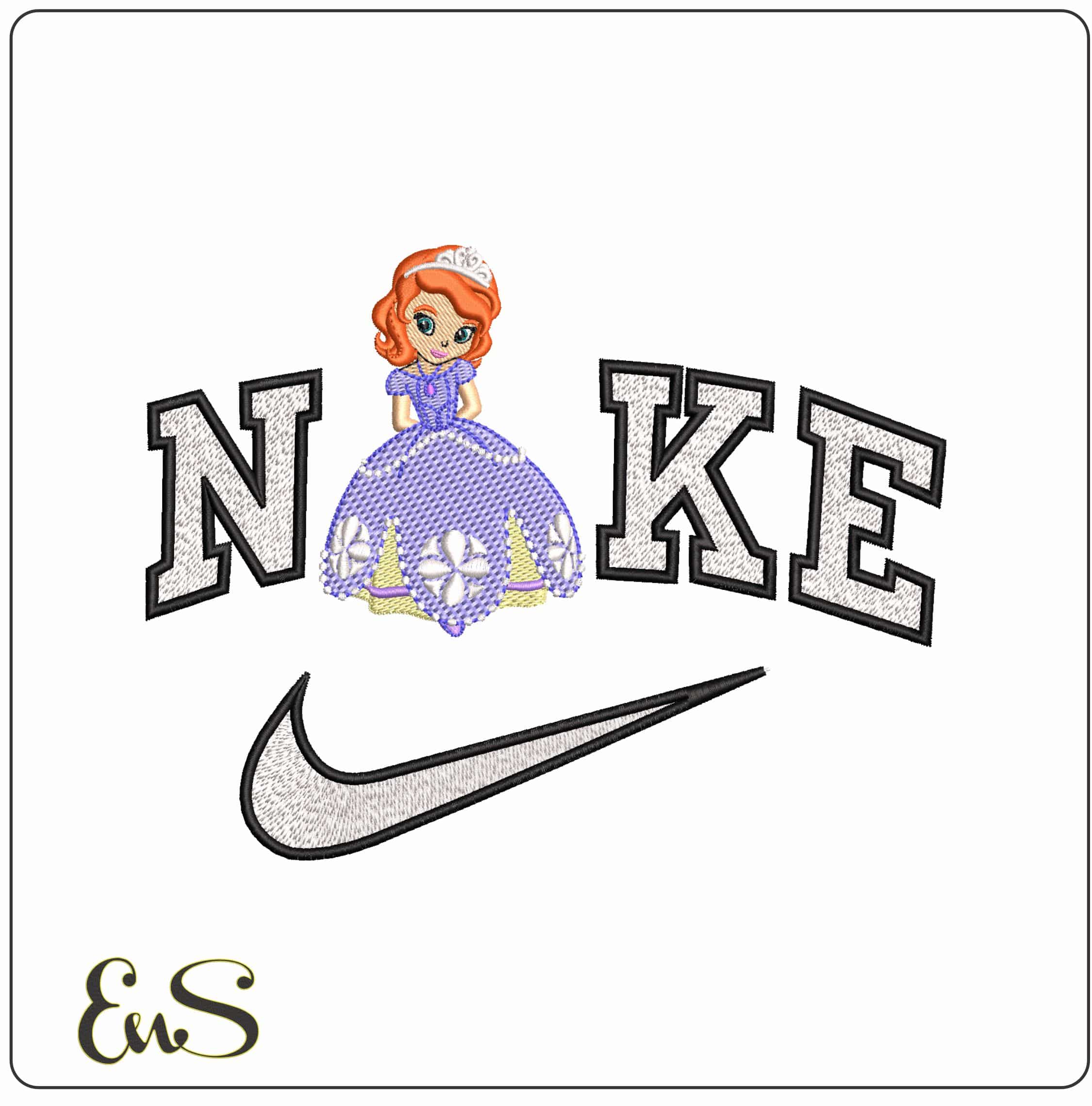 Nike Coy Princess Sofia  - Elegant embroidery design file - instant download