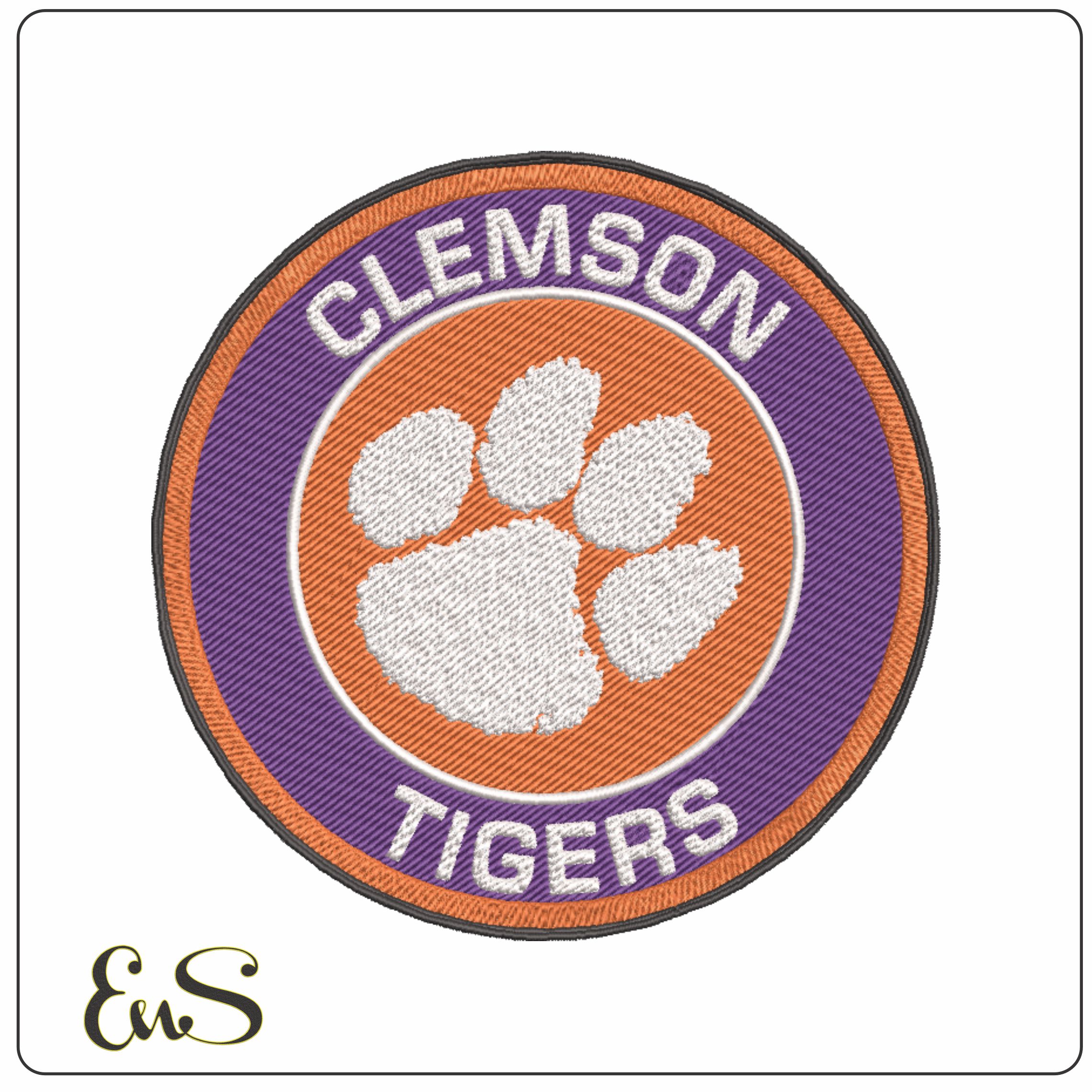 Clemson Tigers Emblem embroidery design - Clemson University embroidery machine pattern digitized file - instant download in a frame