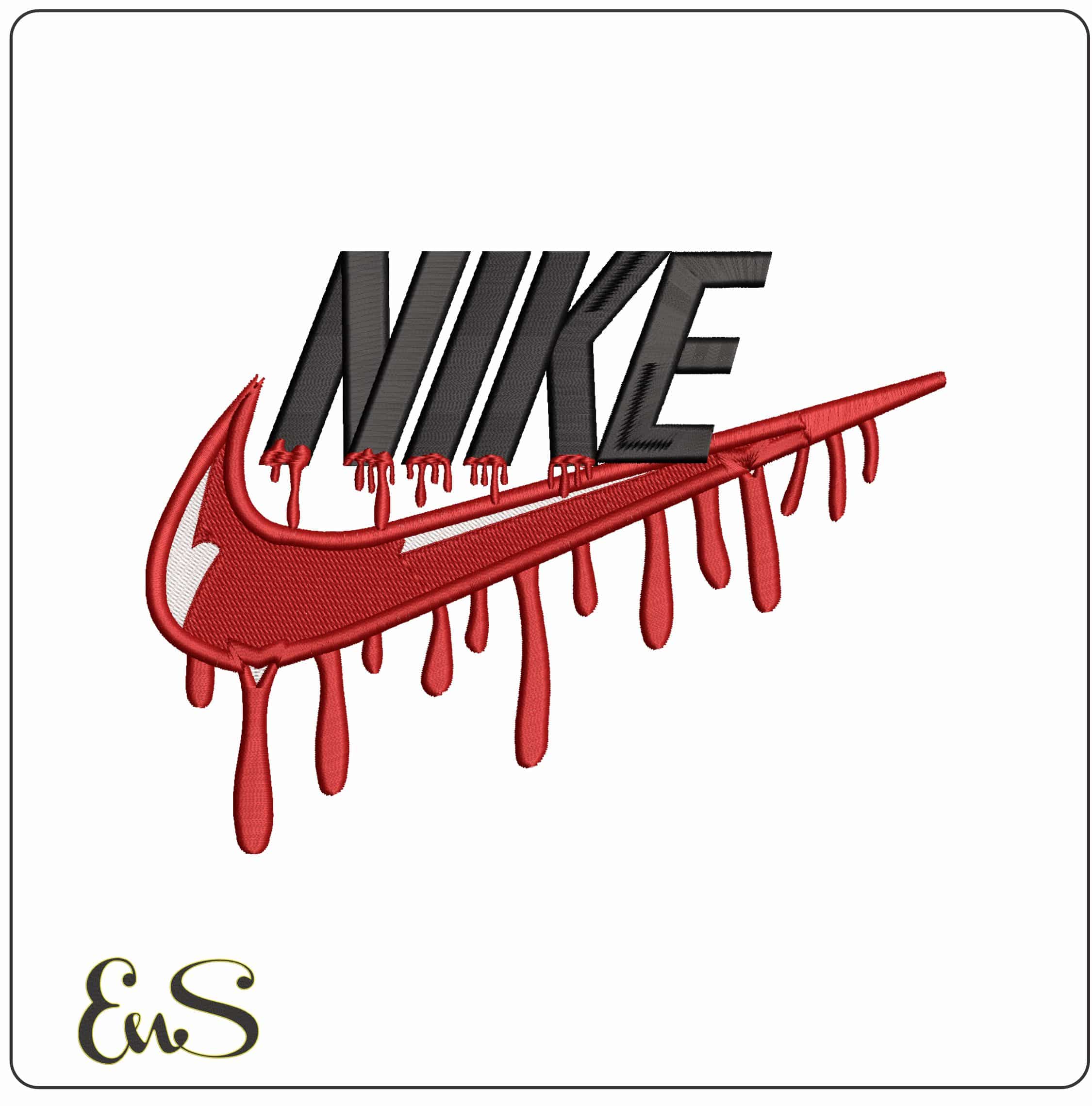 Nike dripping blood - Elegant embroidery design file - instant download