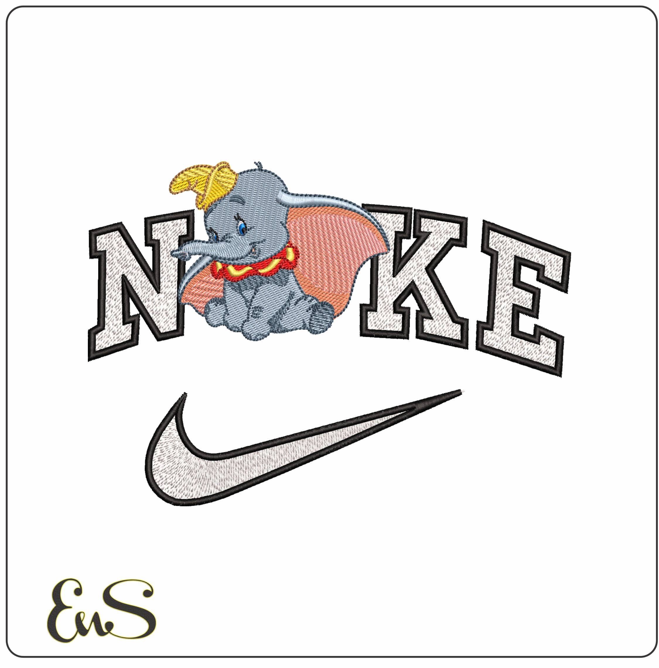 Nike Dumbo at Circus   - Elegant embroidery design file - instant download