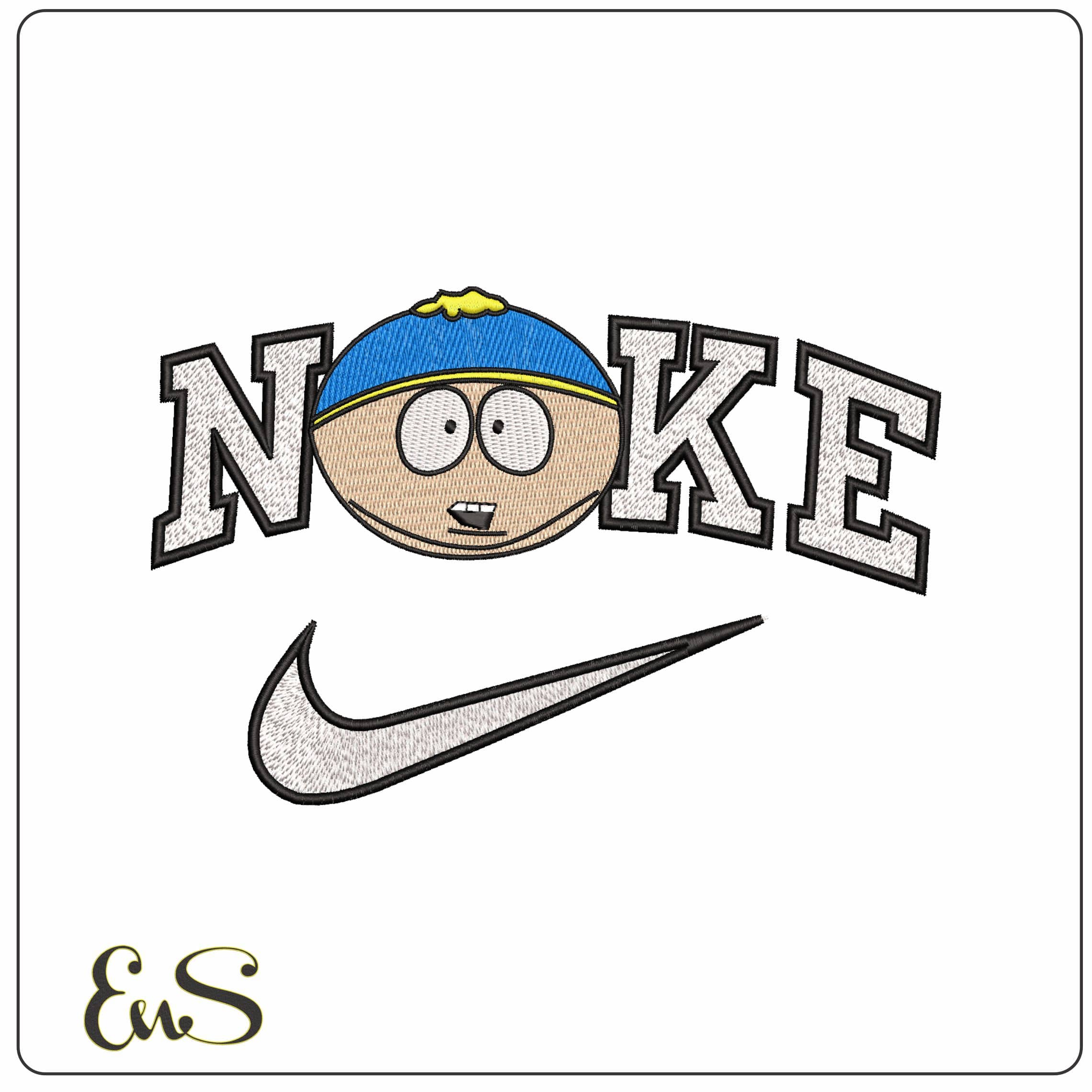 Nike Eric Cartman South Park   - Elegant embroidery design file - instant download