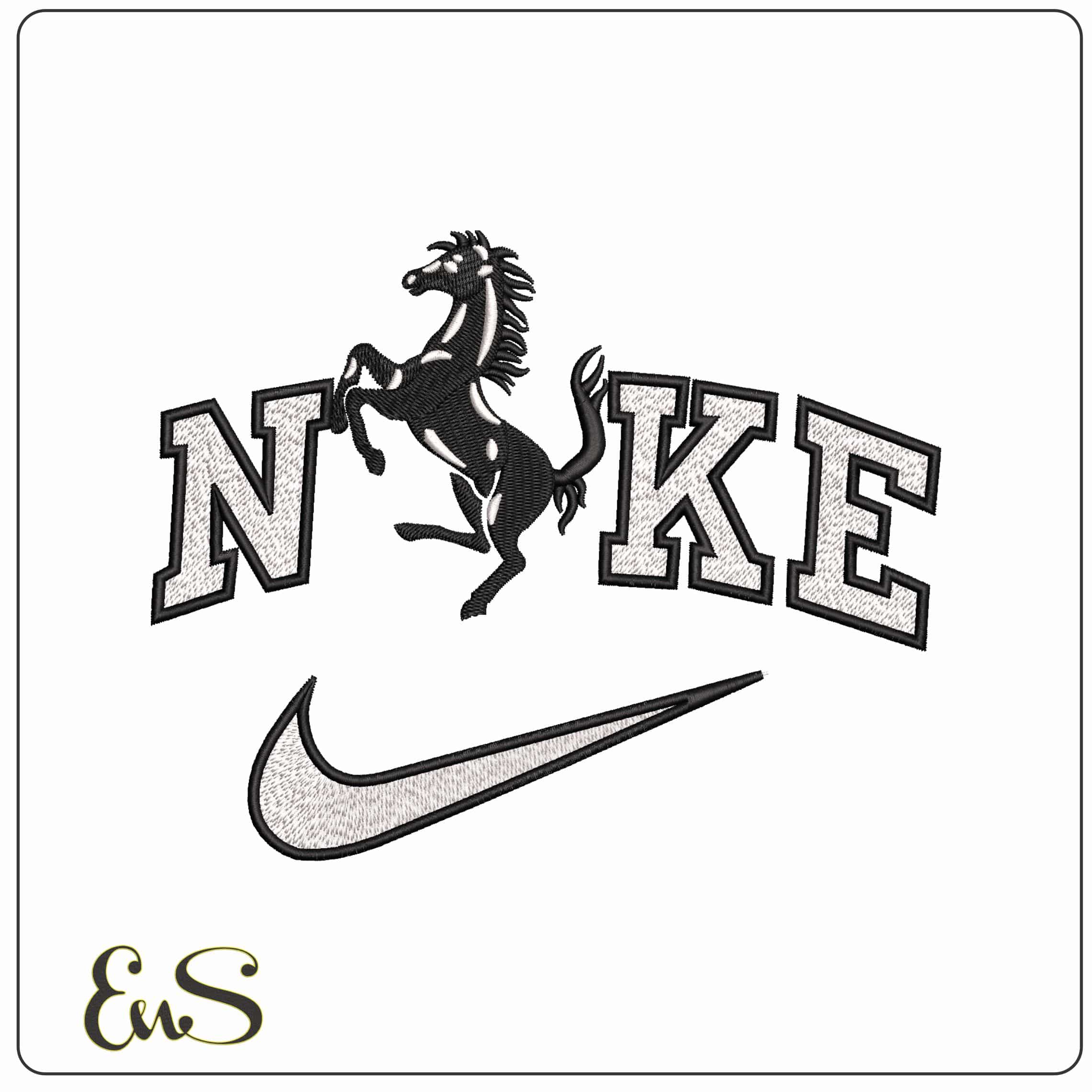 Nike Ferrari Horse - Elegant embroidery design file - instant download