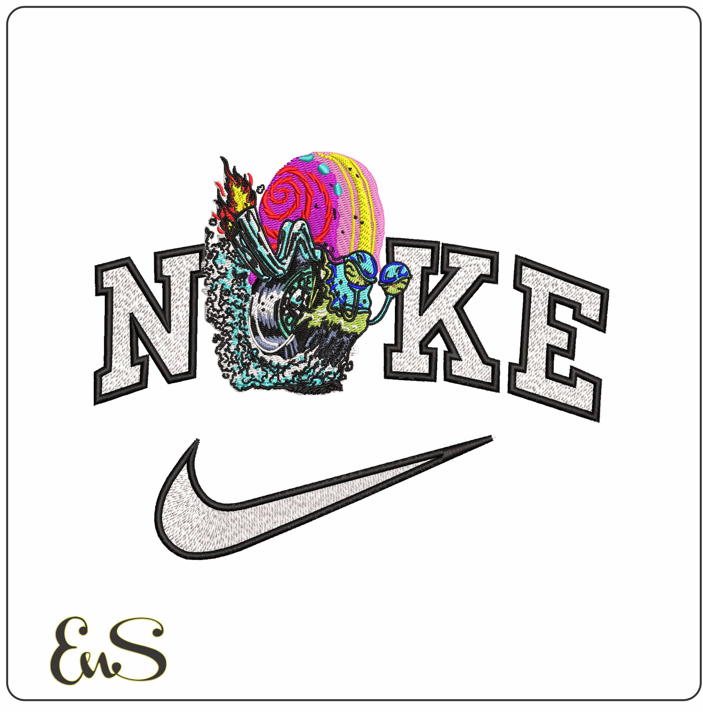 Nike Gary Turbo SpongeBob Hot Rod  - Elegant embroidery design file - instant download