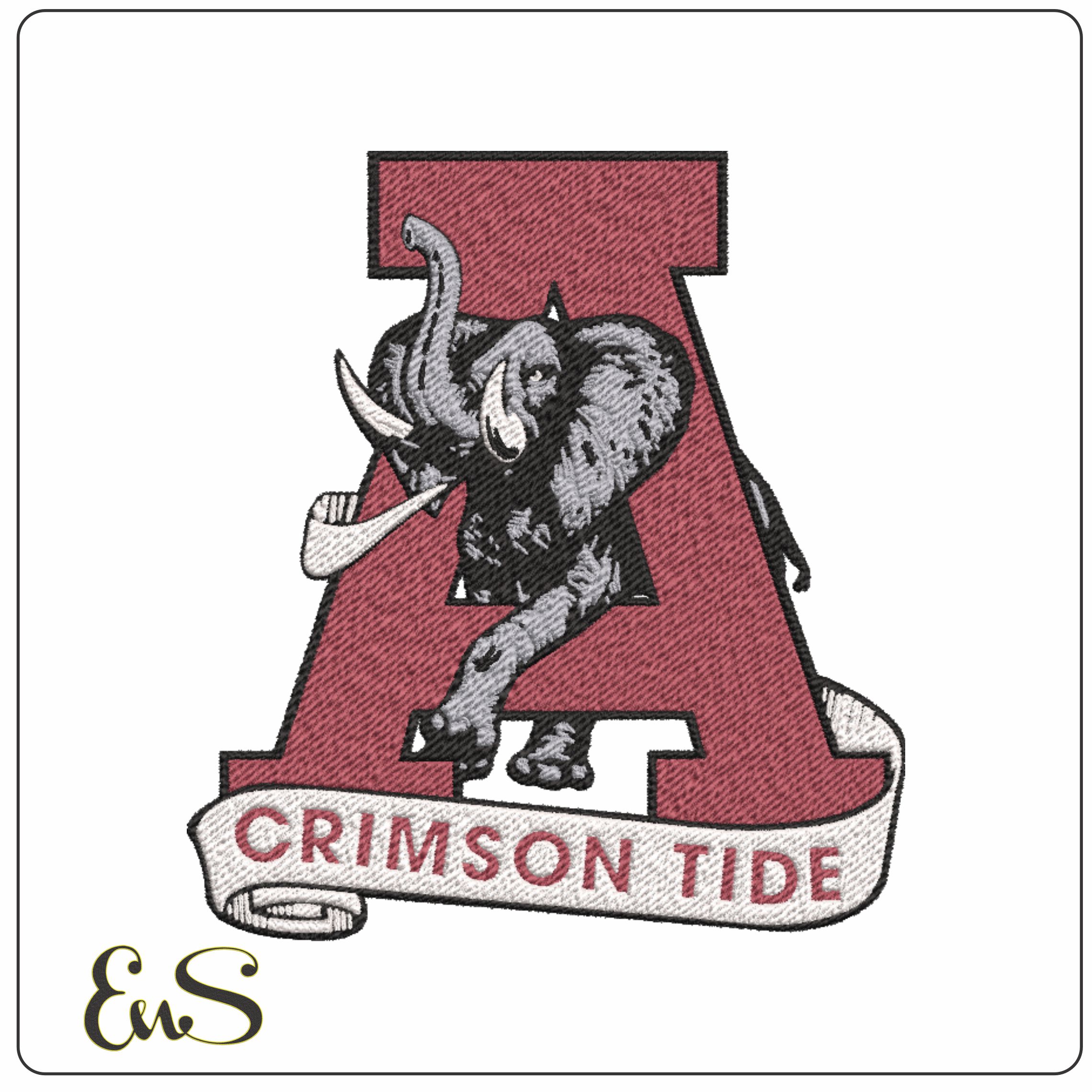 Alabama Athletics embroidery design Crimson Tide - Crimson Tide Logo embroidery machine pattern AA embroidery file