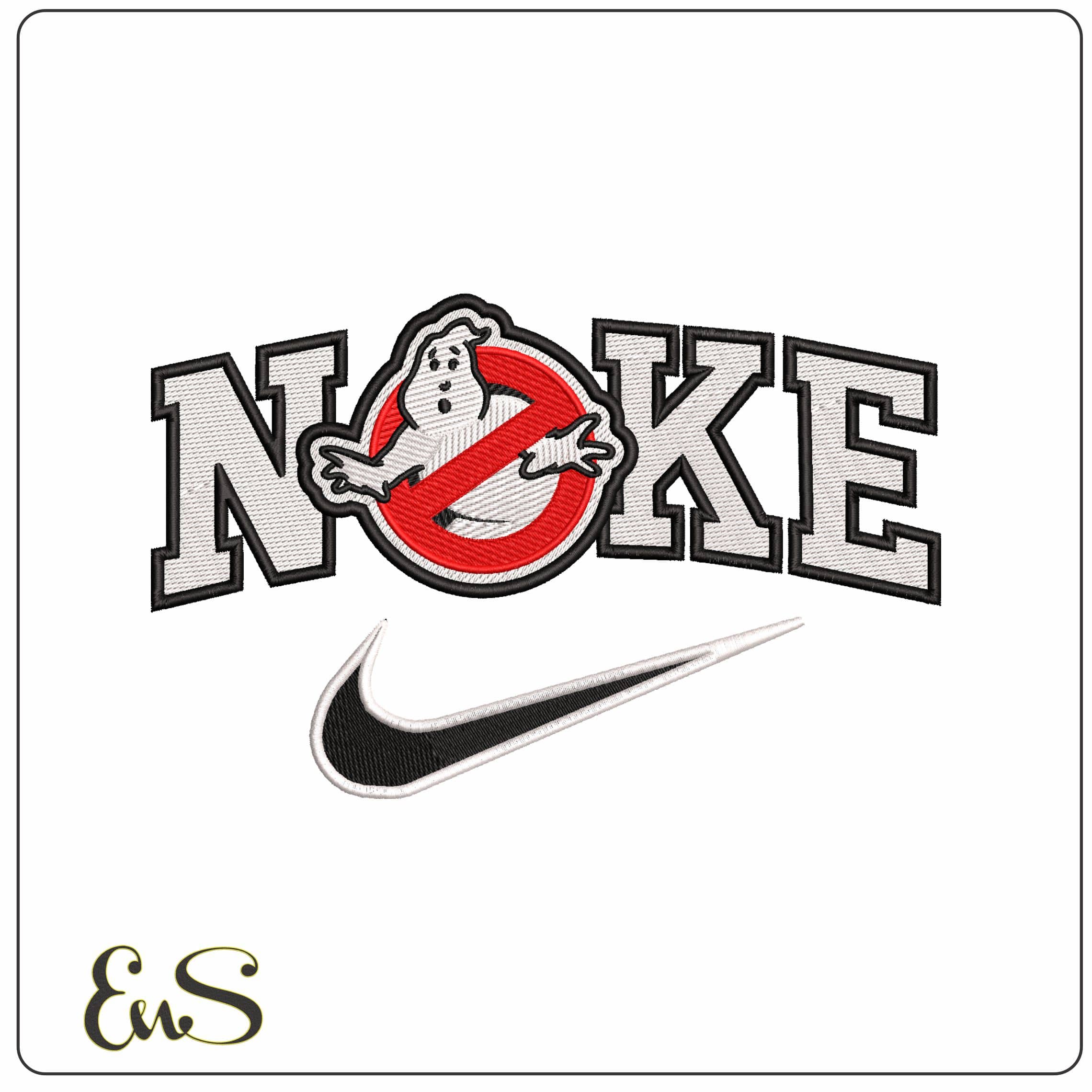 Nike Ghost Boster Patch  - Elegant embroidery design file - instant download