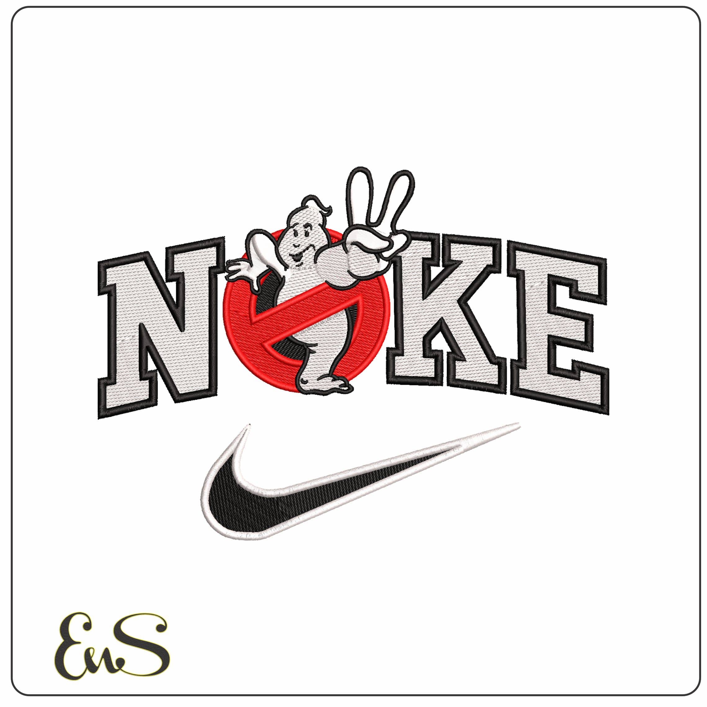 Nike Ghost Boster Salute  - Elegant embroidery design file - instant download