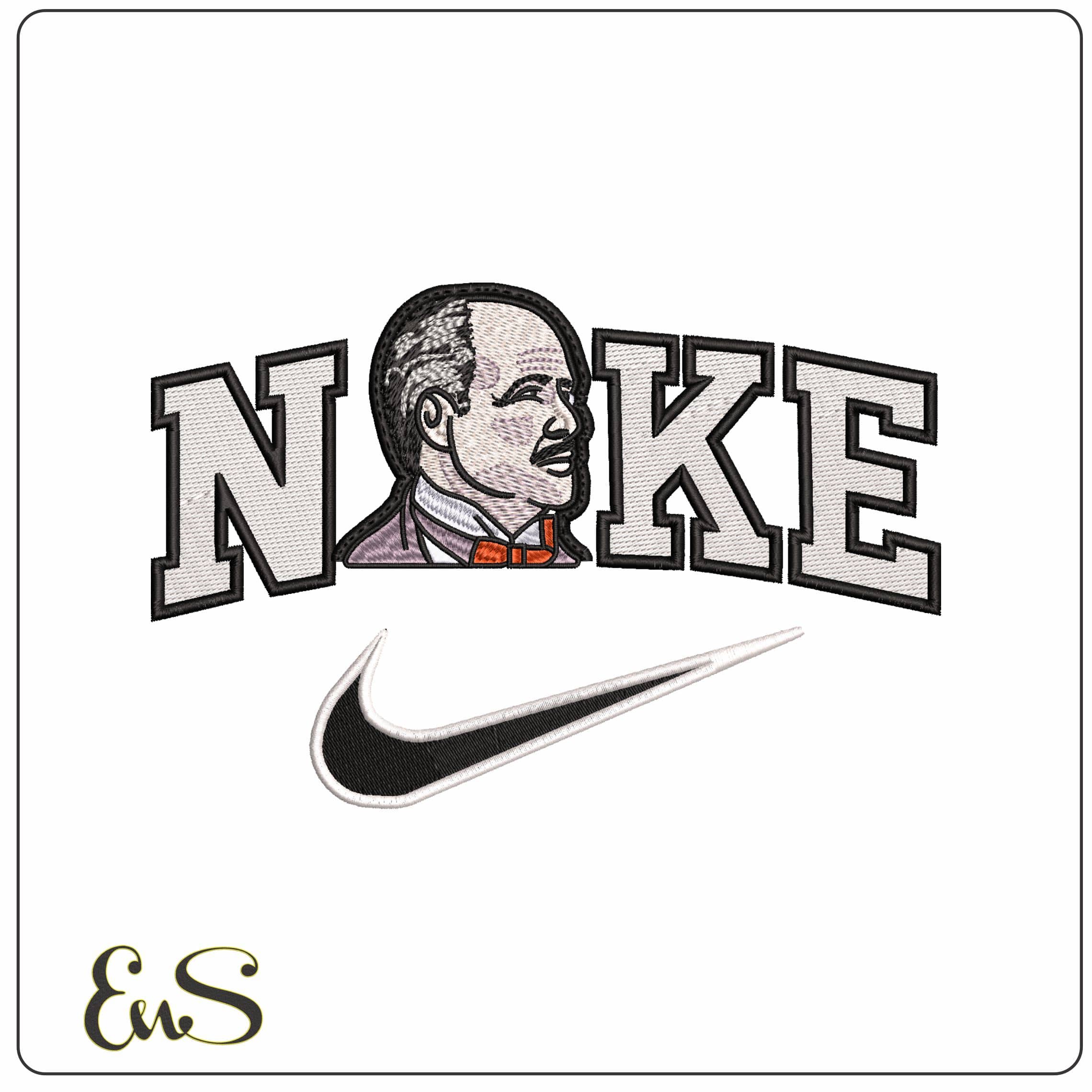 Nike GodFather - Elegant embroidery design file - instant download