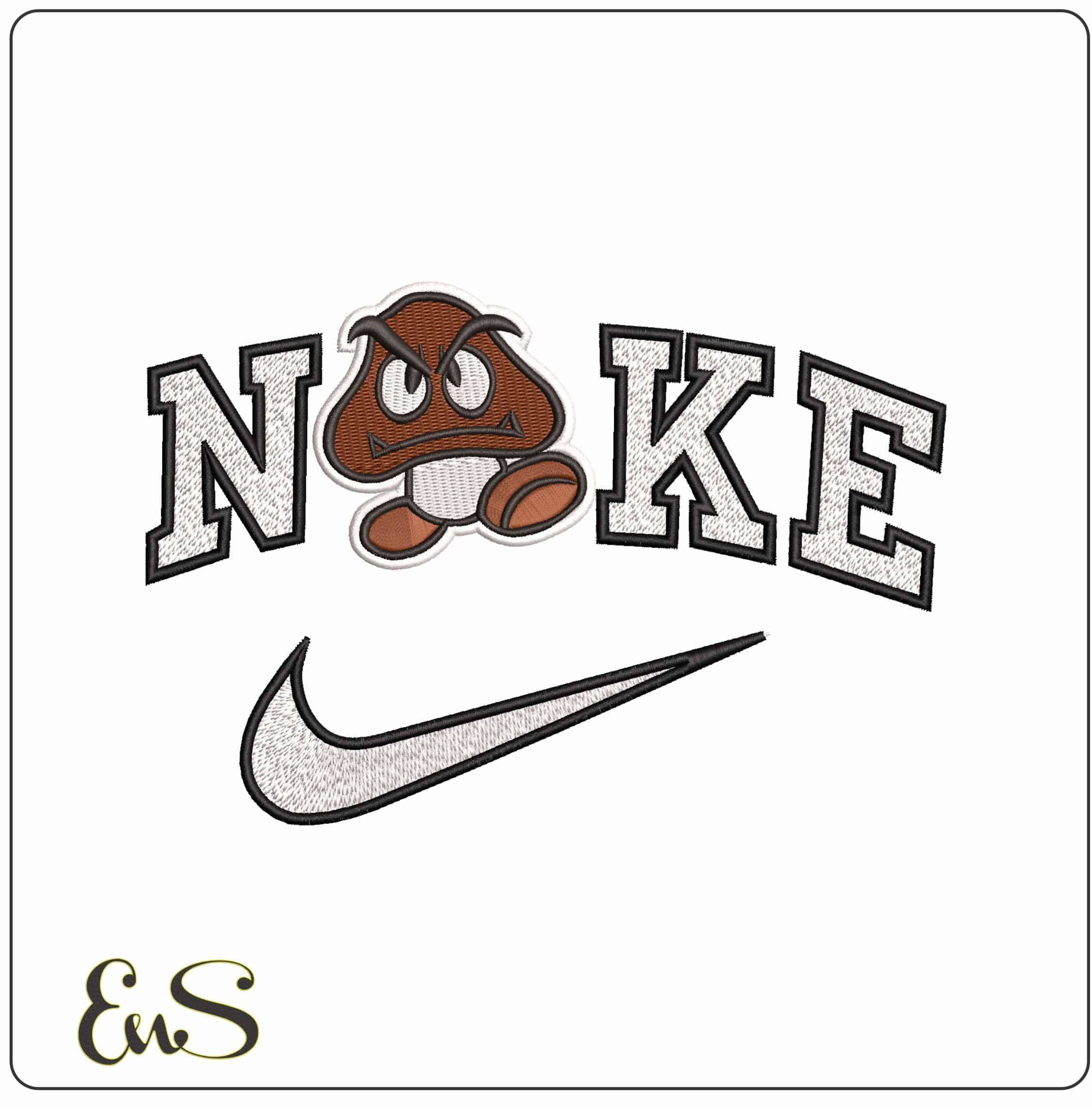 Nike Goomba Super Mario Bros - Elegant embroidery design file - instant download