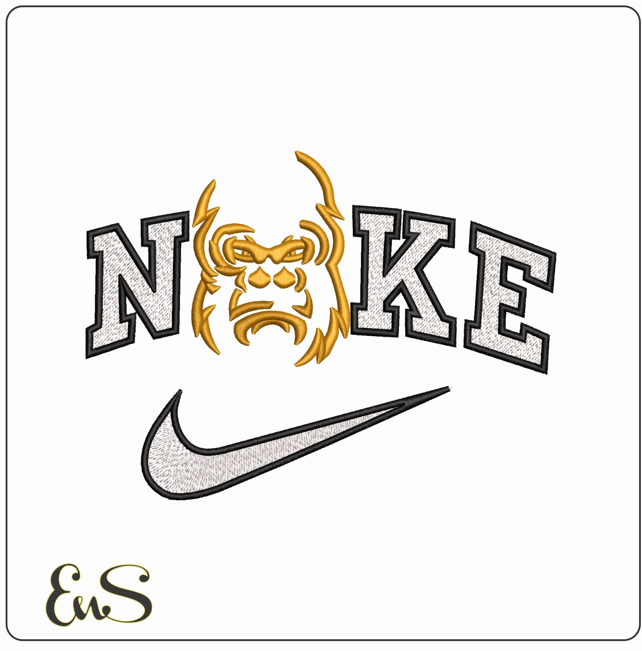 Nike Gorilla Line Art - Elegant embroidery design file - instant download