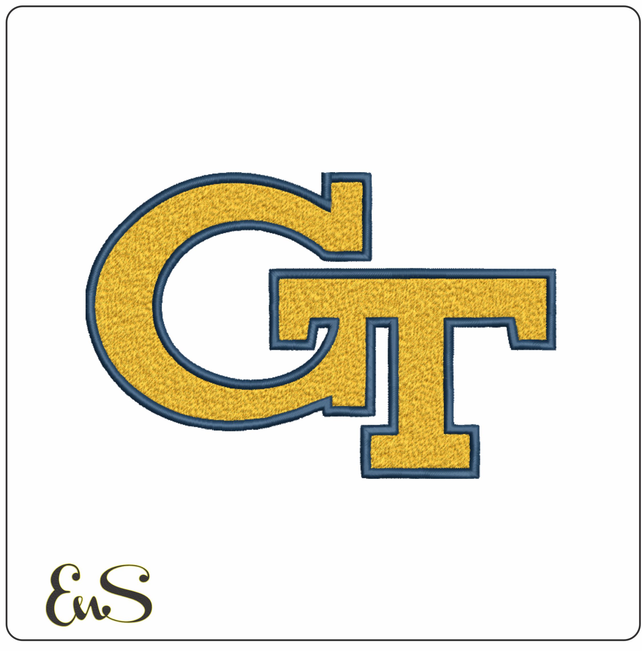 Georgia Tech Yellow Jacket embroidery design - Cartoon Yellow Jacket embroidery machine pattern G T embroidery file - instant download in a frame