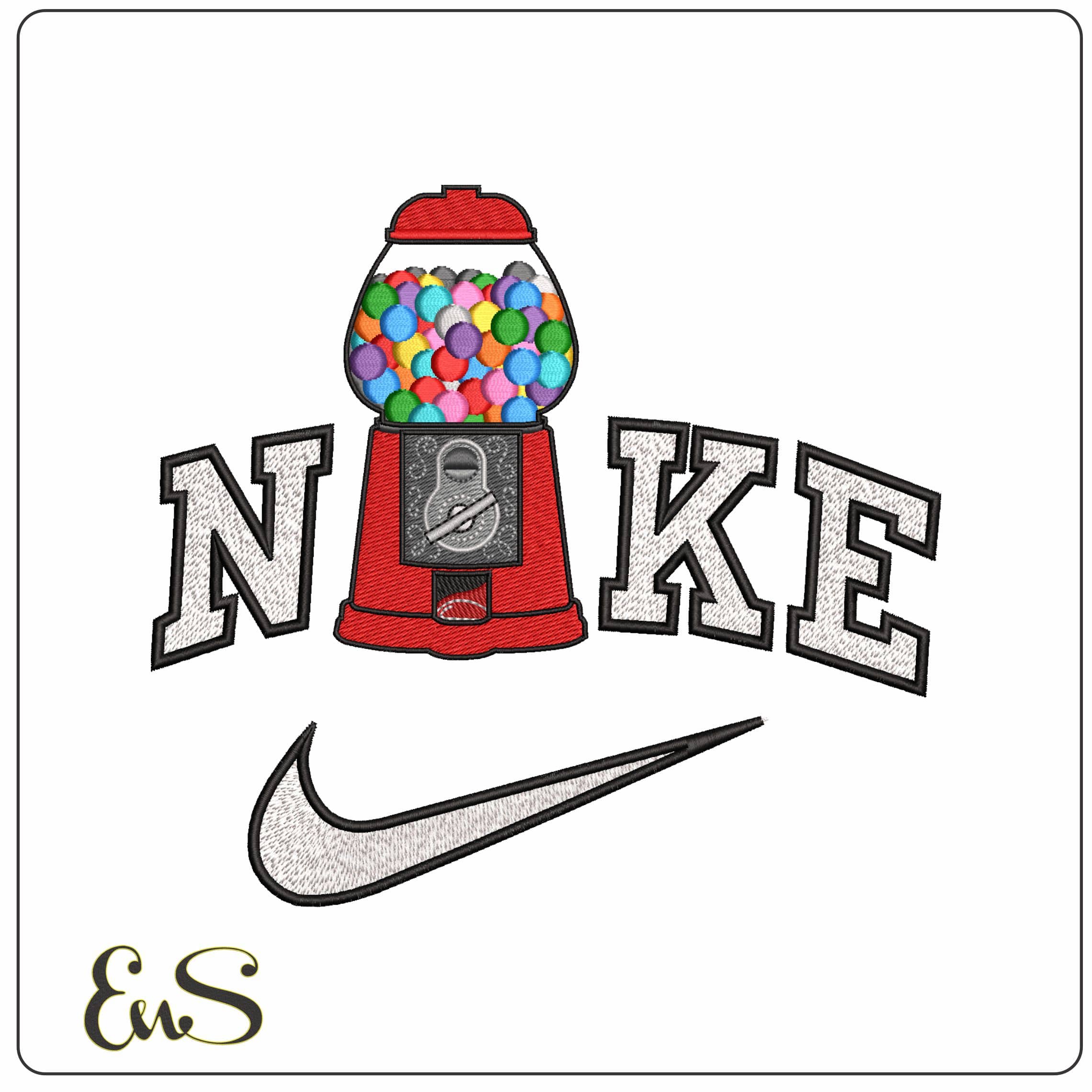 Nike Gumball Vending Machine - Elegant embroidery design file - instant download