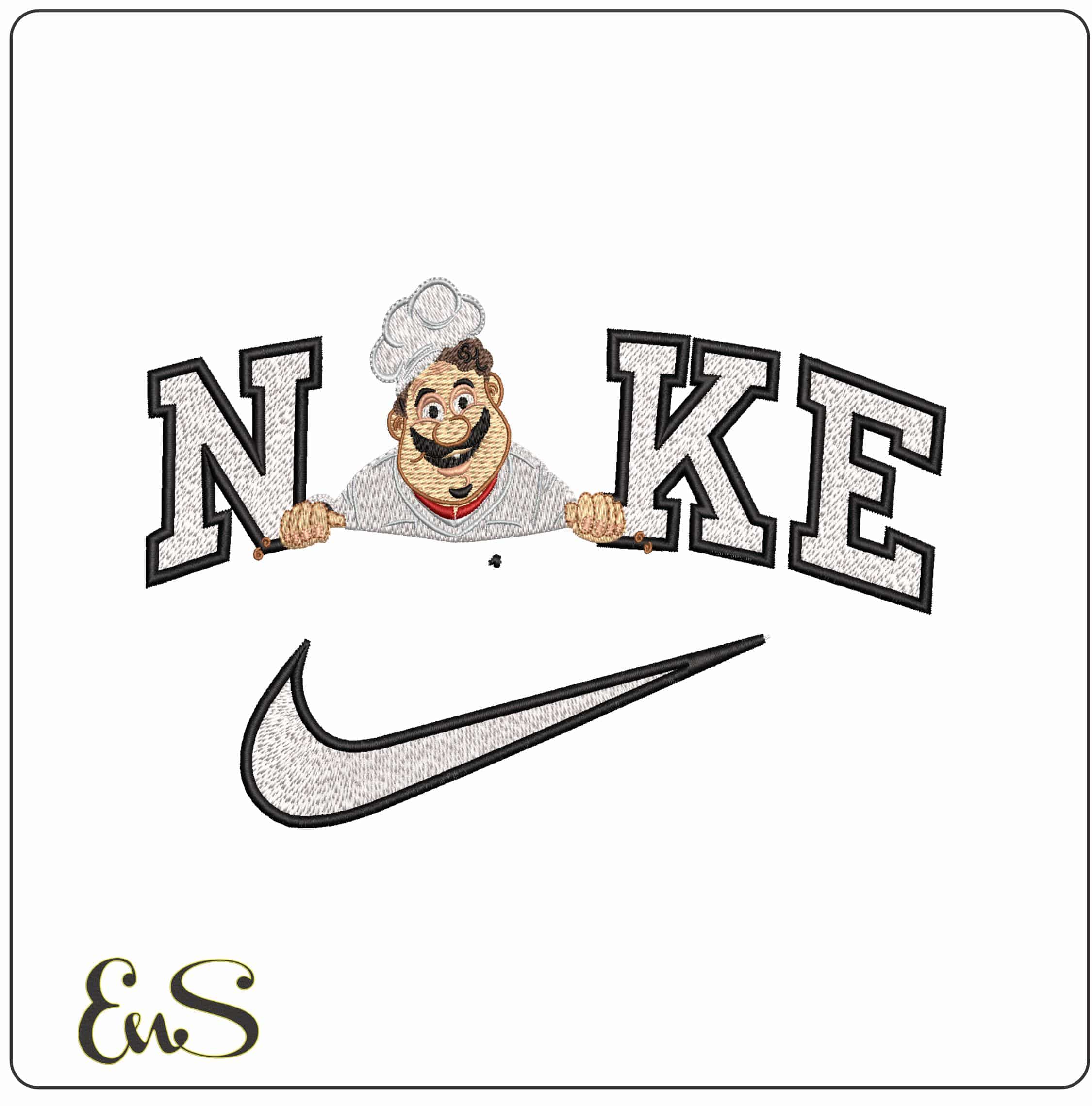 Nike Happy Chef Looking - Elegant embroidery design file - instant download