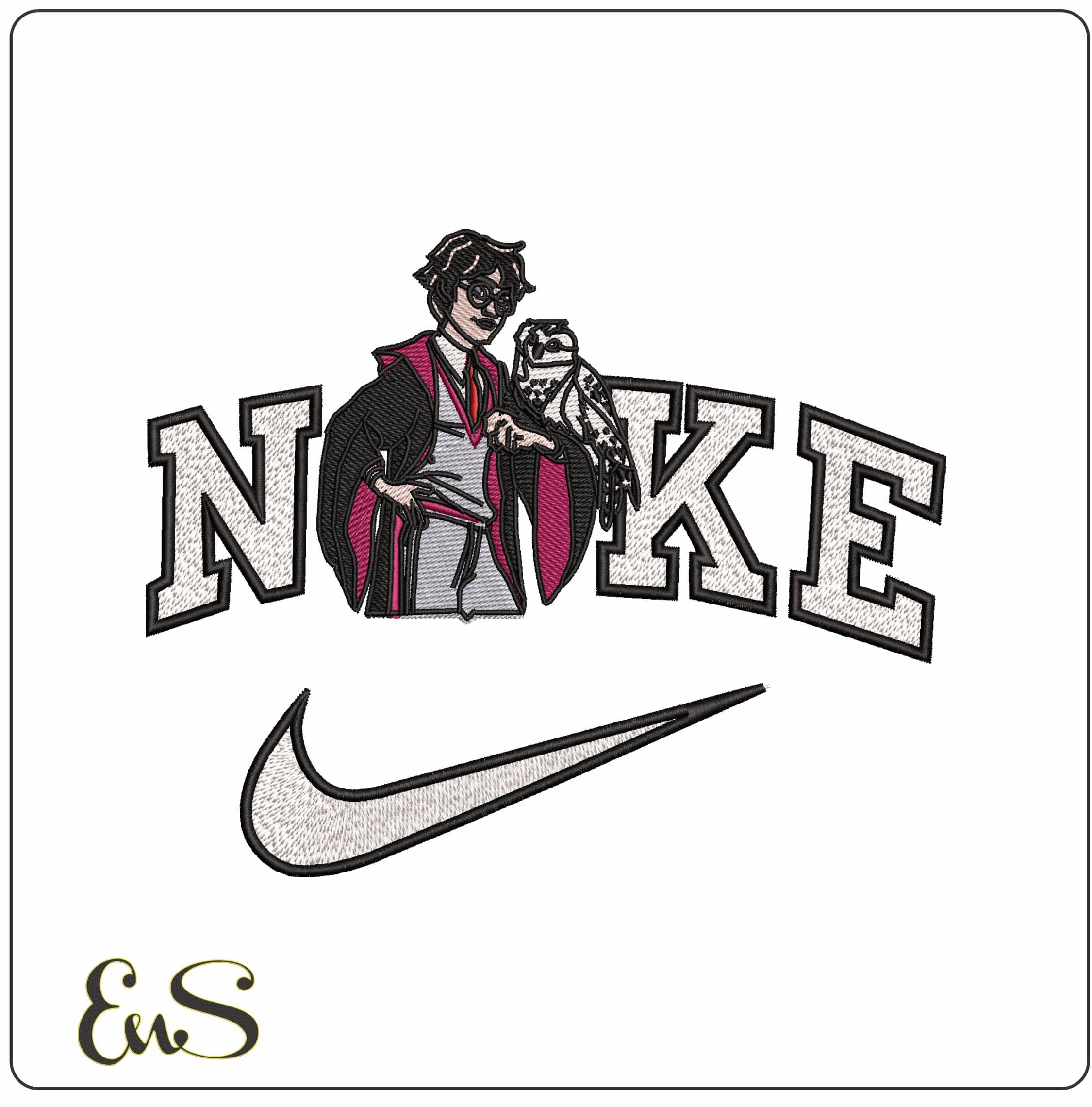 Nike Harry Potter and Headwig Now Frame - Elegant embroidery design file - instant download