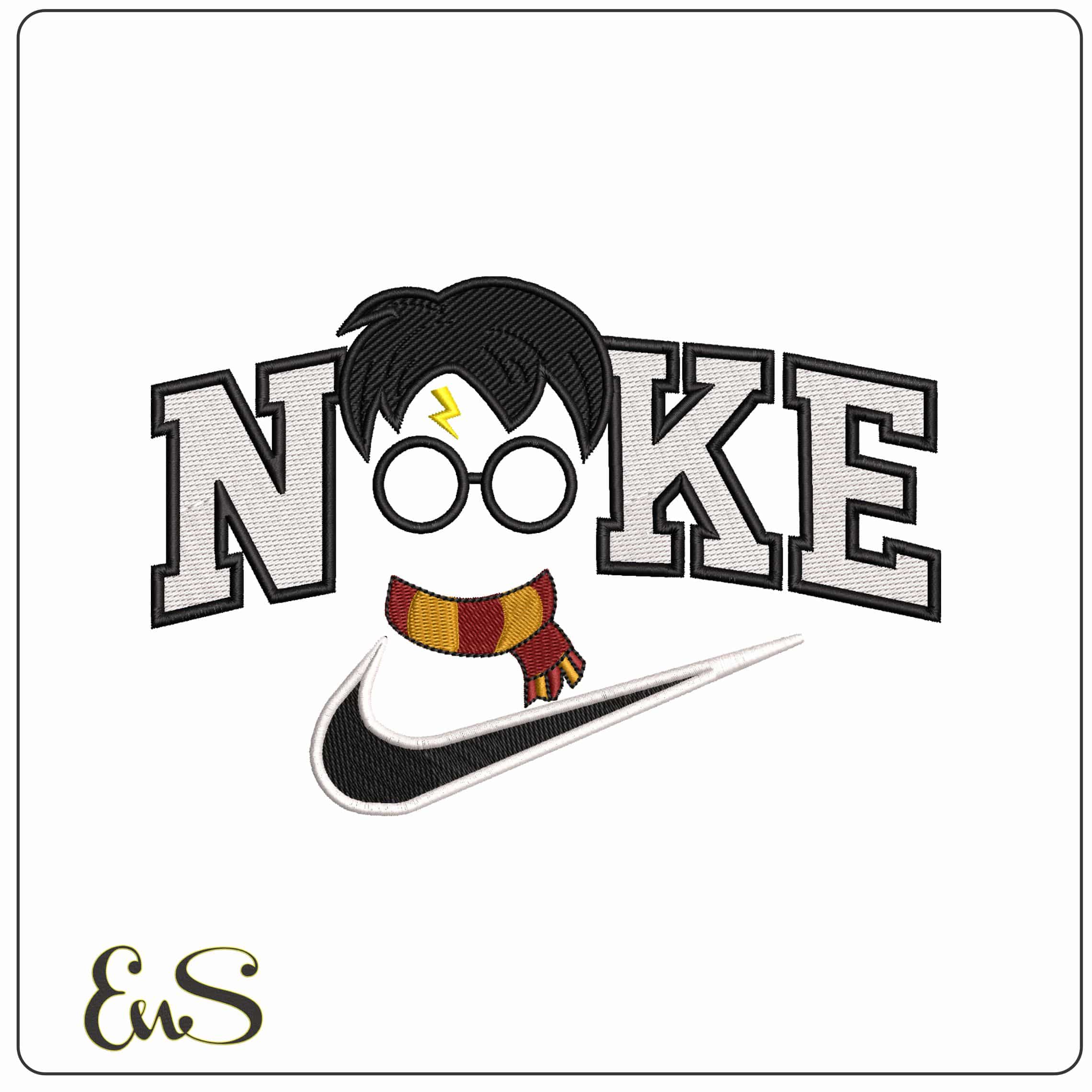 Nike Harry Potter Shiloette with Scarf - Elegant embroidery design file - instant download