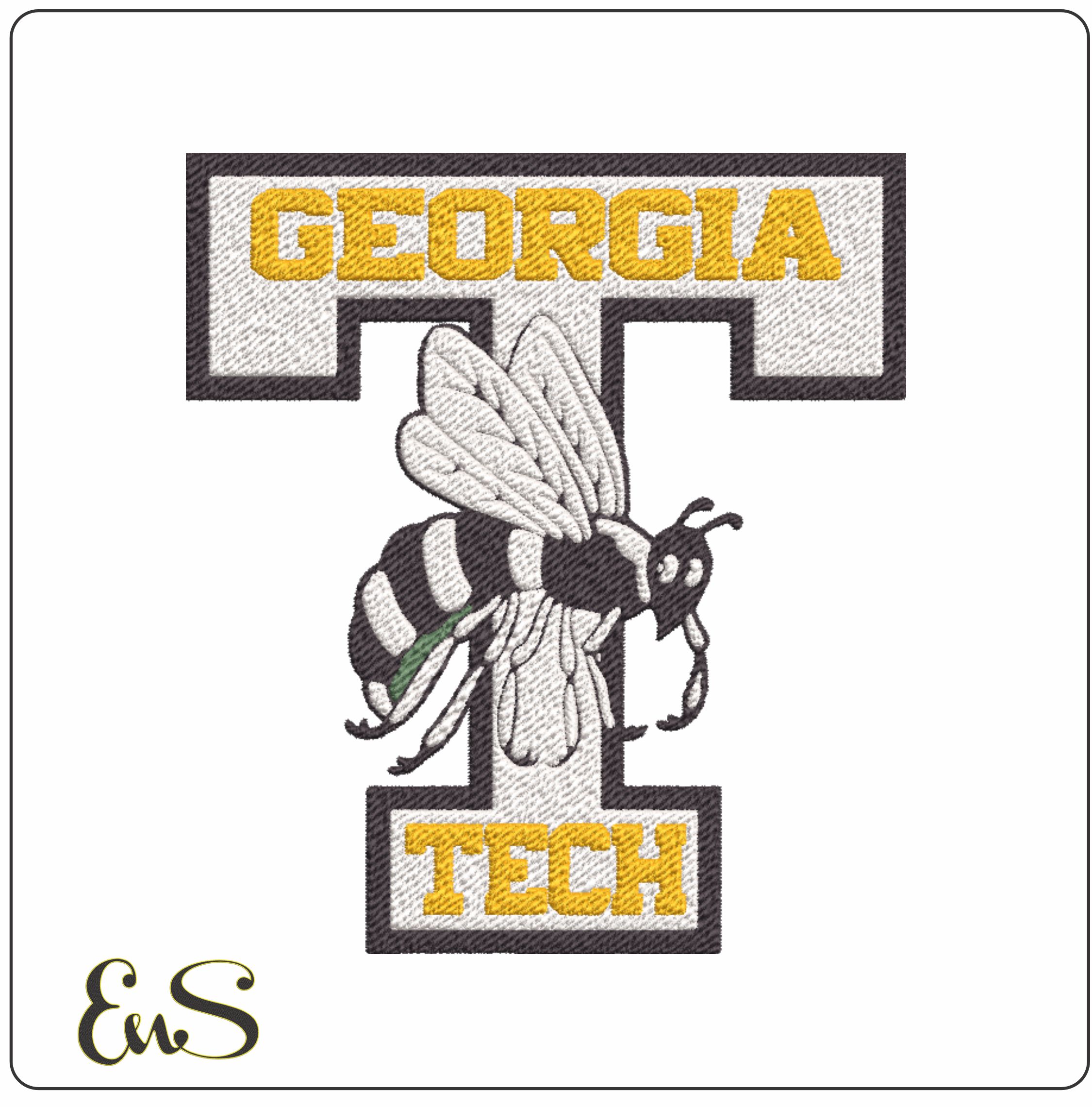 Georgia Tech Yellow Jacket 1964 embroidery design - Cartoon Yellow Jacket embroidery machine pattern G T embroidery file - instant download in a frame