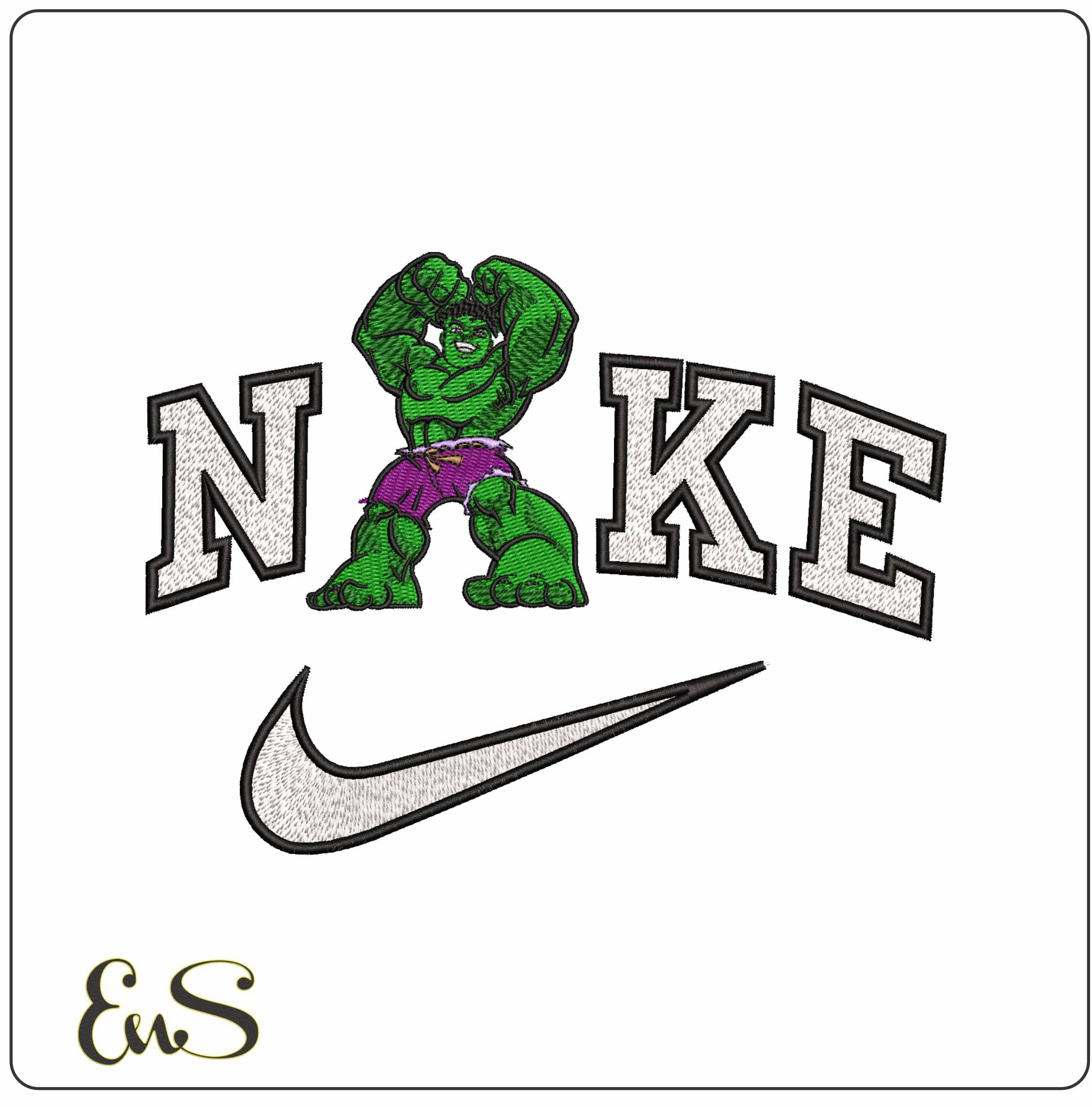 Nike Hulk Chibi Cartoon - Elegant embroidery design file - instant download